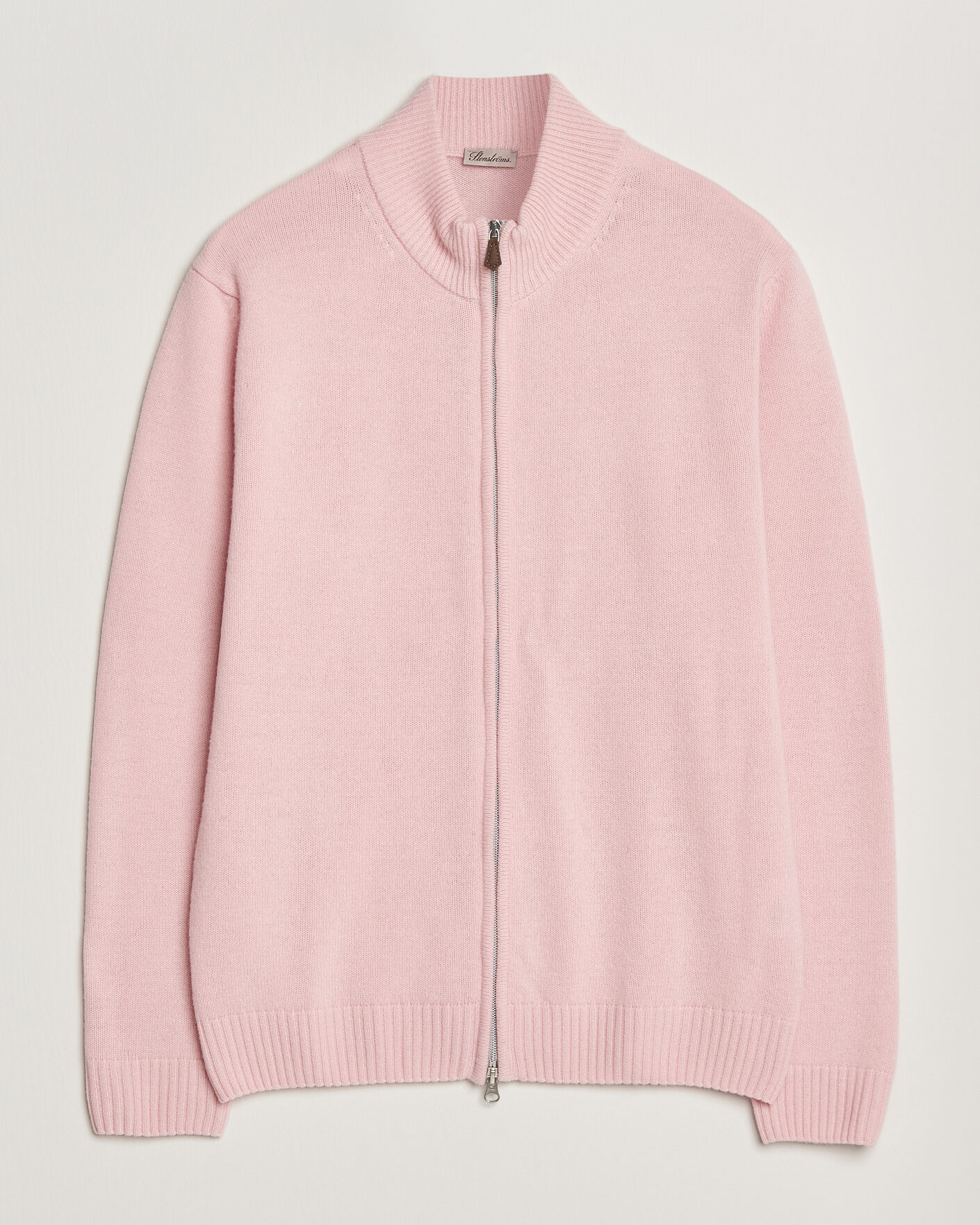 Heren | Truien | Stenströms | Brushed Merino Full Zip Pink