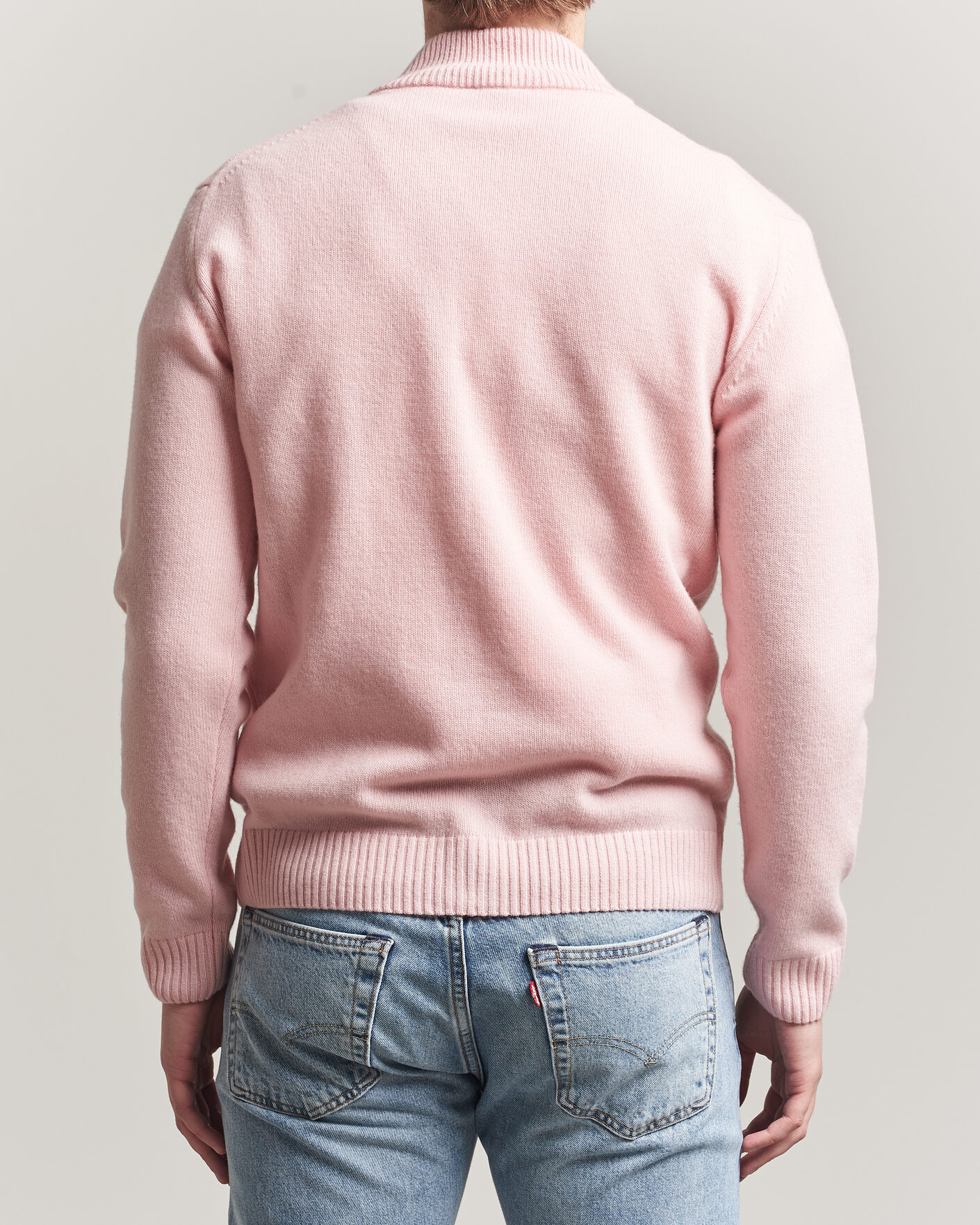 Heren | Truien | Stenströms | Brushed Merino Full Zip Pink