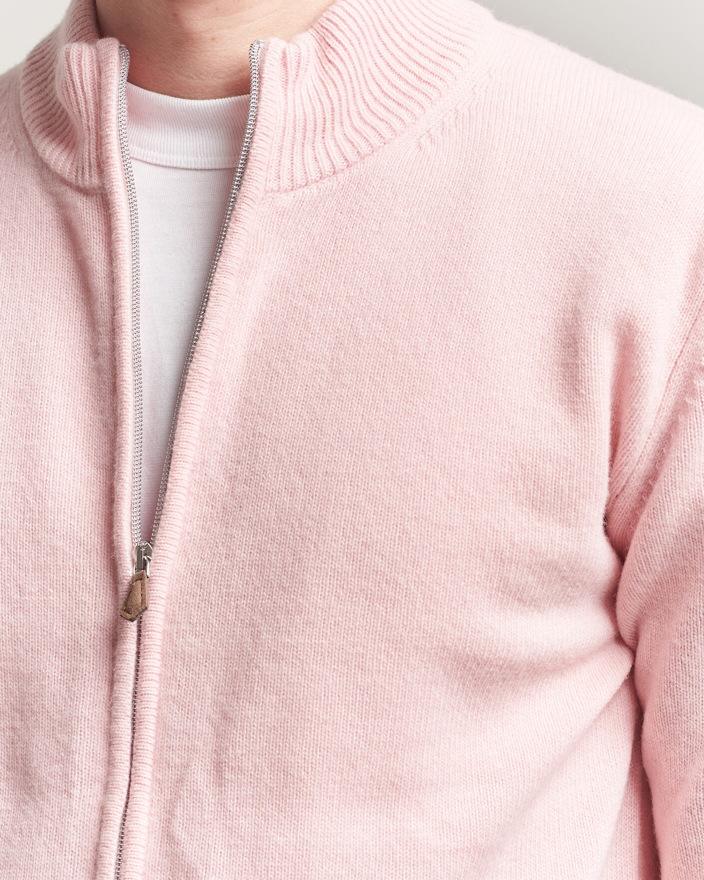 Heren | Truien | Stenströms | Brushed Merino Full Zip Pink