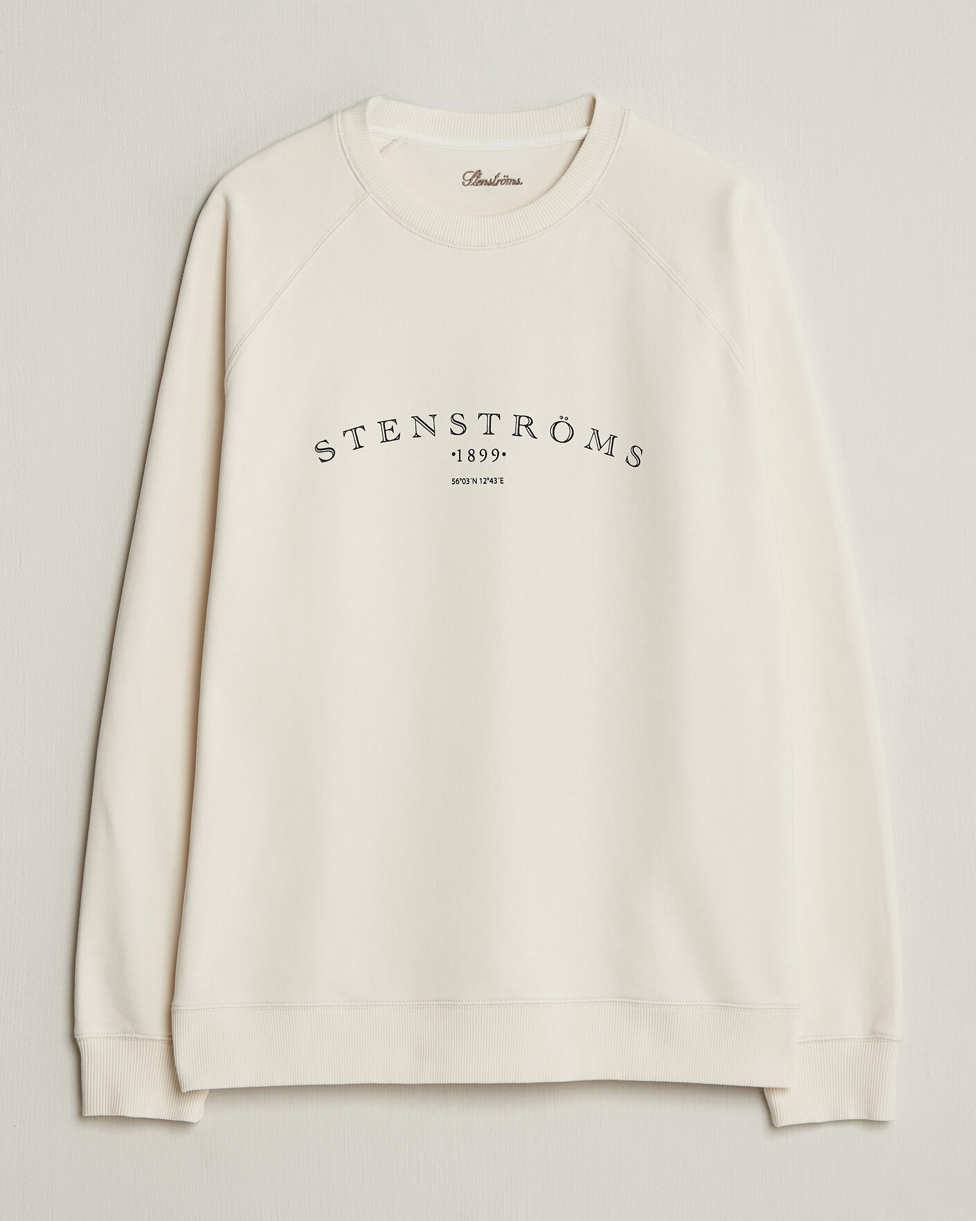 Heren | Truien | Stenströms | Raglan Crew Logo Sweater White