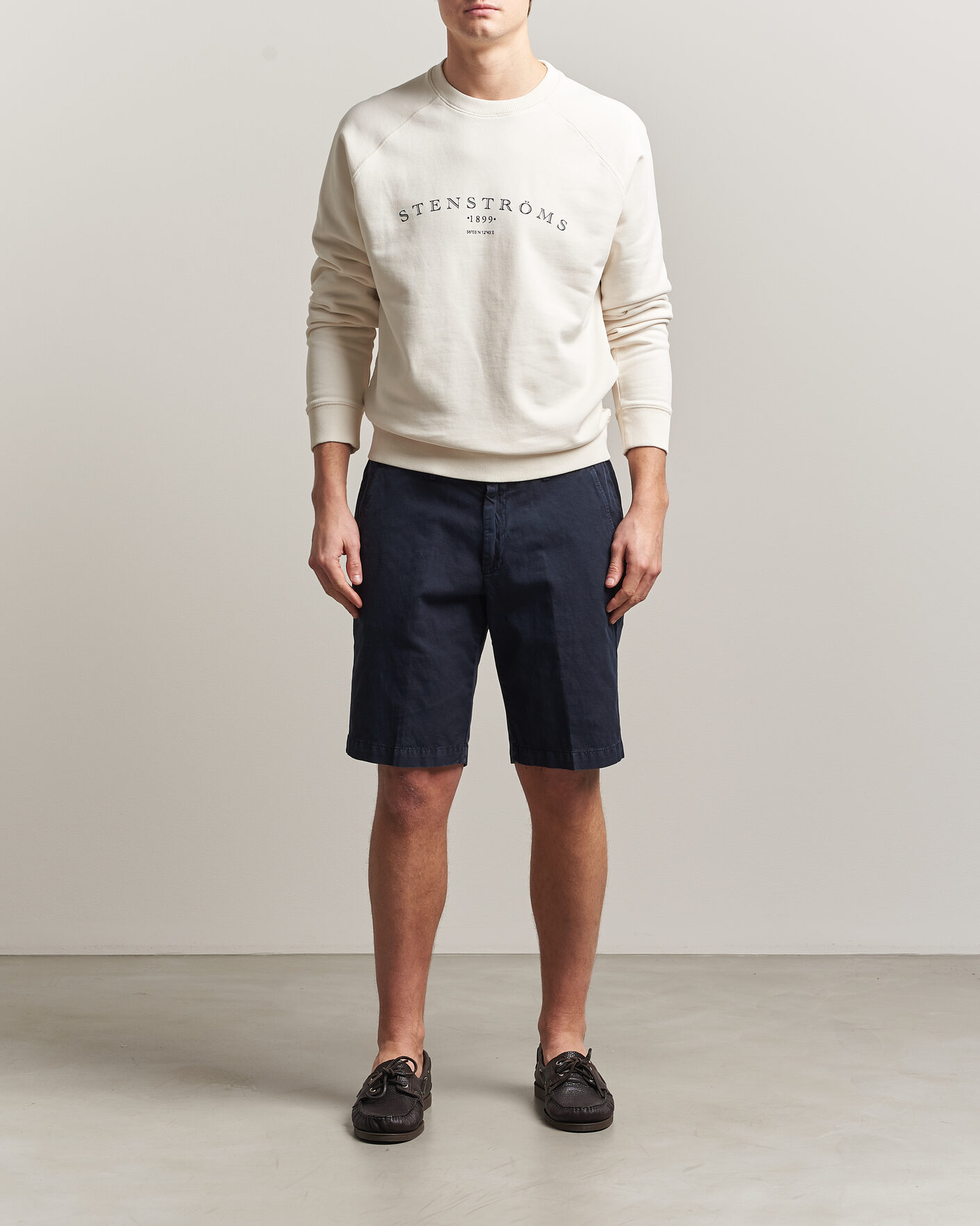 Heren | Truien | Stenströms | Raglan Crew Logo Sweater White