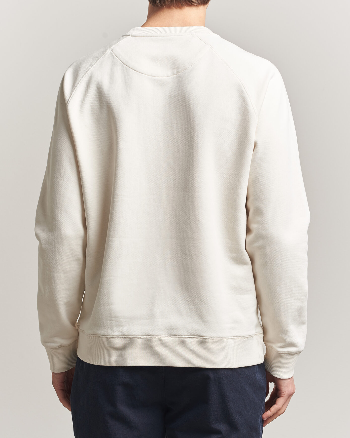 Heren | Truien | Stenströms | Raglan Crew Logo Sweater White