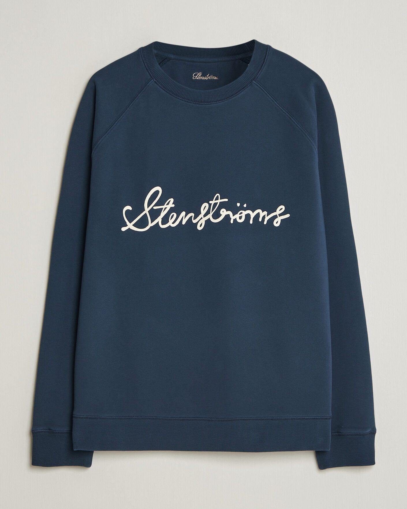 Heren | Truien | Stenströms | Raglan Crew Logo Sweater Navy