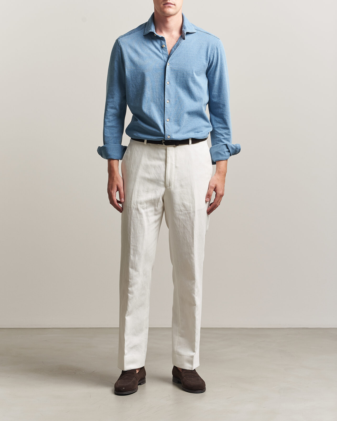 Heren | Overhemden | Stenströms | Jersey Denim Shirt Blue