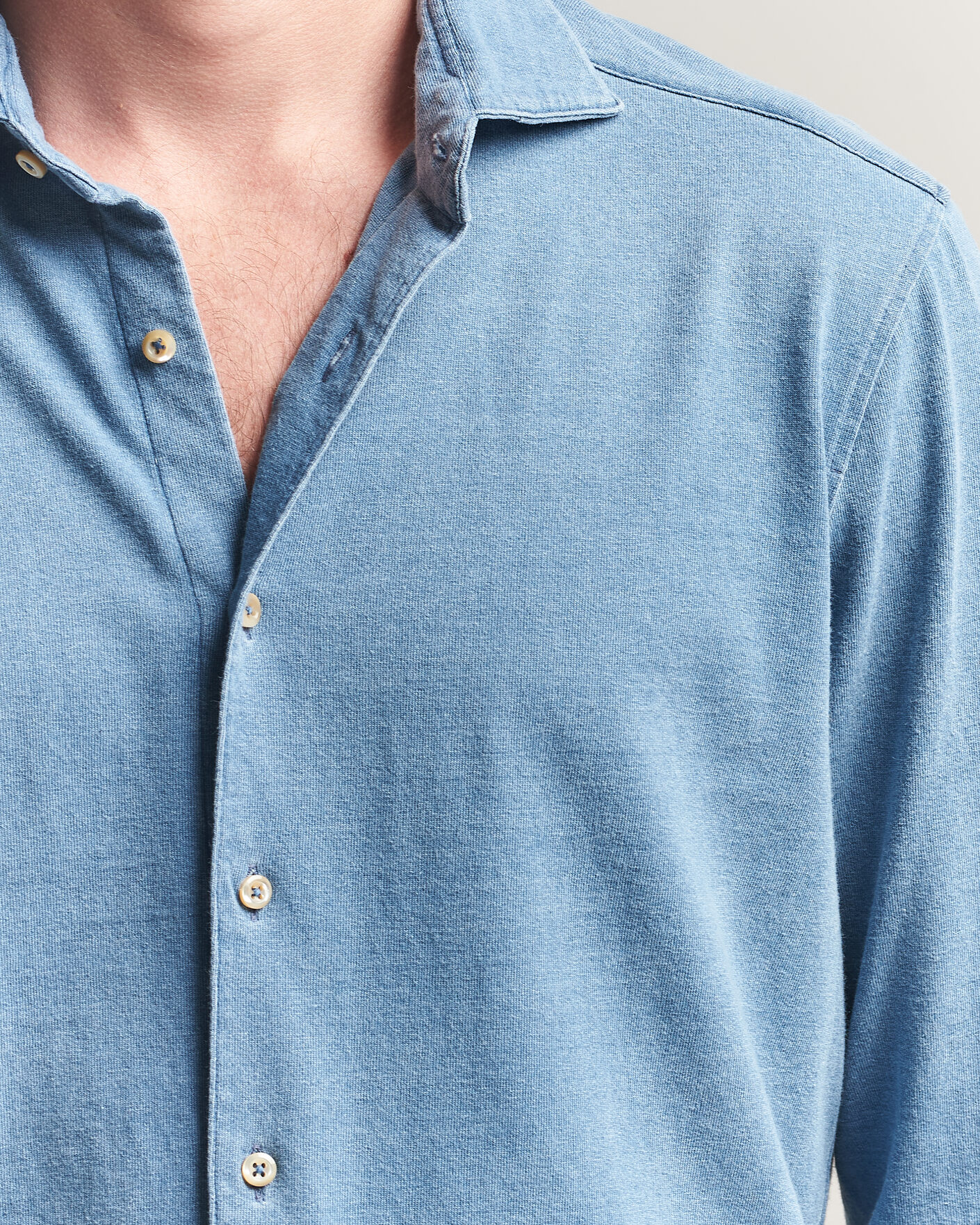 Heren | Overhemden | Stenströms | Jersey Denim Shirt Blue