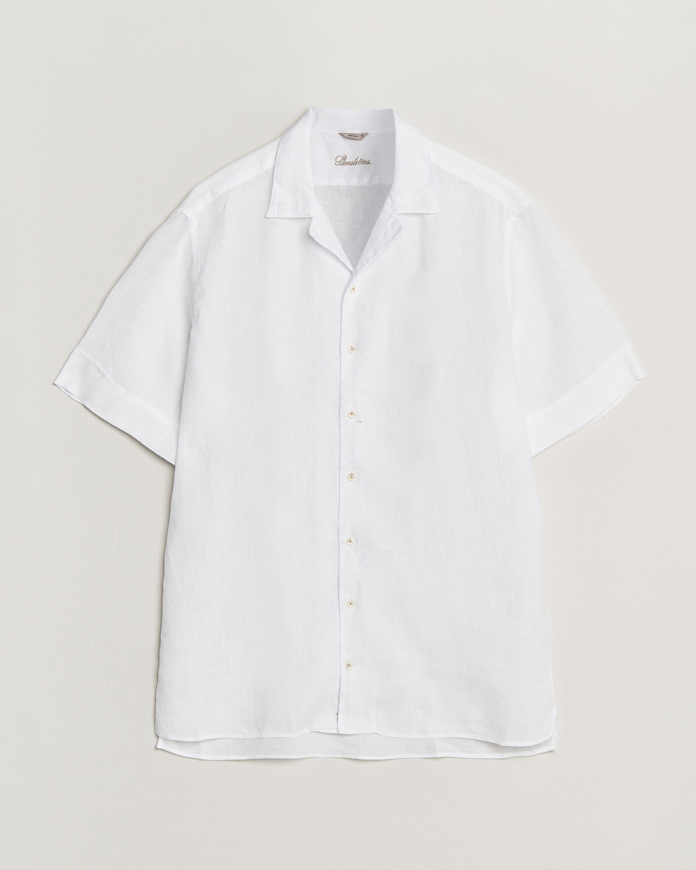 Heren | Overhemden | Stenströms | Short Sleeve Linen Shirt White