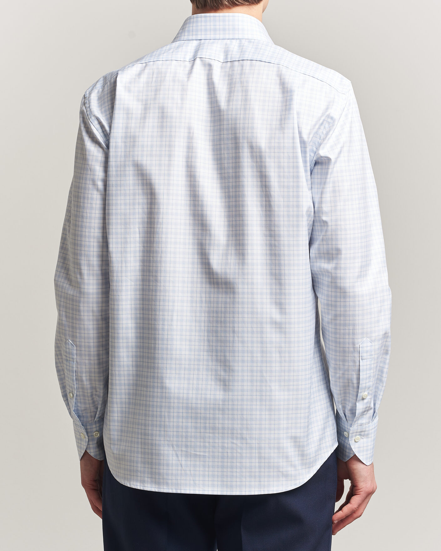 Heren | Overhemden | Stenströms | Regular Fit Checked Twill Shirt Light Blue