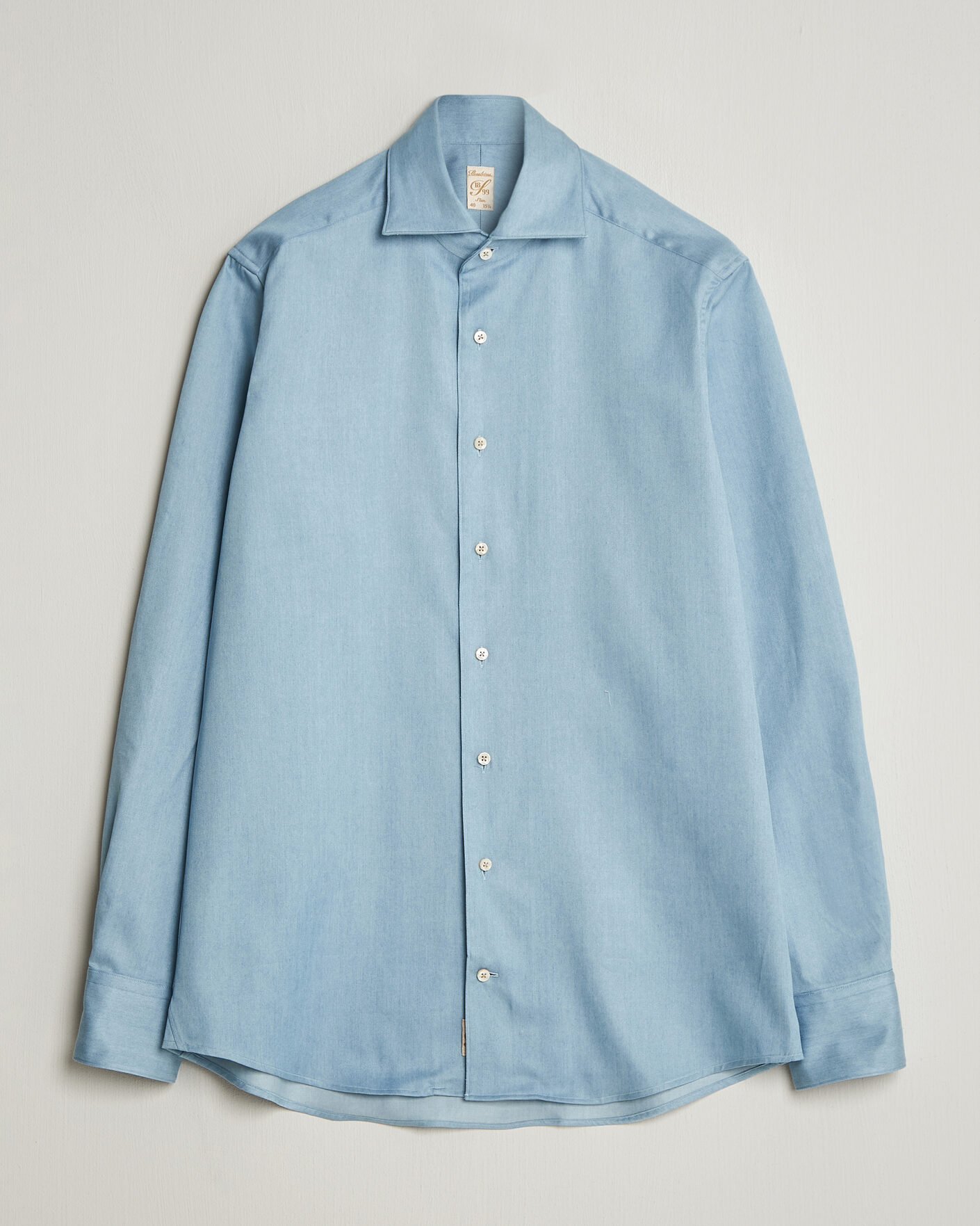 Heren | Overhemden | Stenströms | 1899 Slim One Piece Washed Denim Shirt Blue