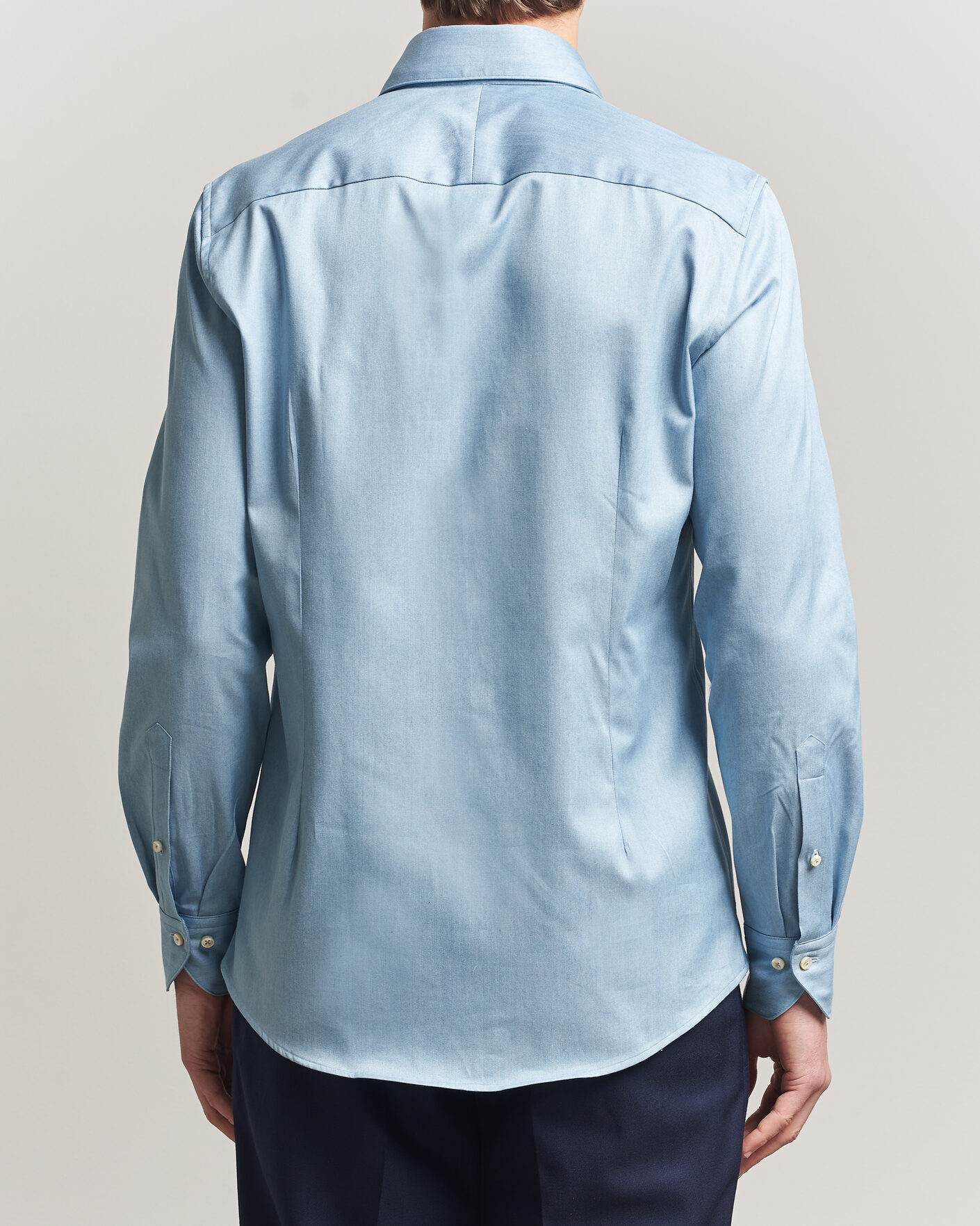 Heren | Overhemden | Stenströms | 1899 Slim One Piece Washed Denim Shirt Blue