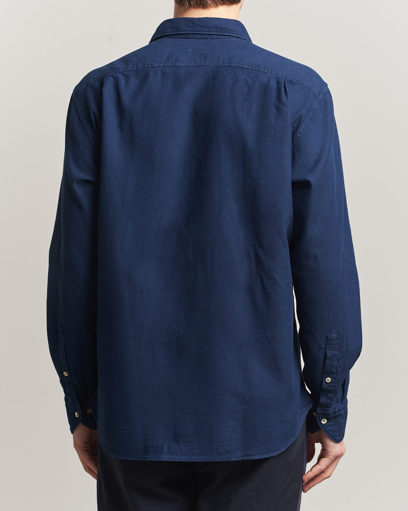 Heren | Overhemden | Stenströms | Regular Fit Structured Denim Shirt Navy