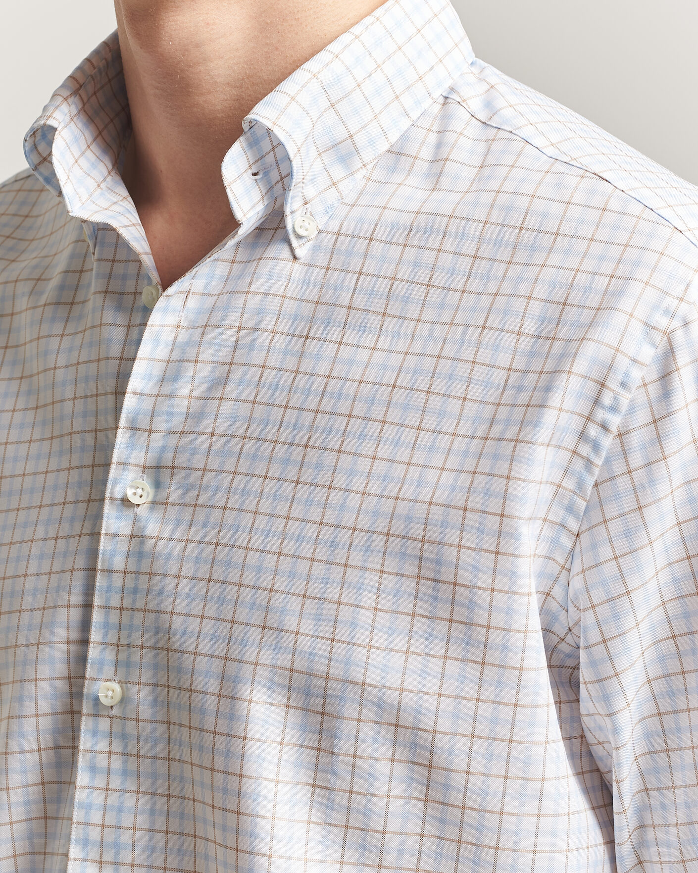 Heren | Overhemden | Stenströms | Regular Fit Checked Oxford Shirt Blue