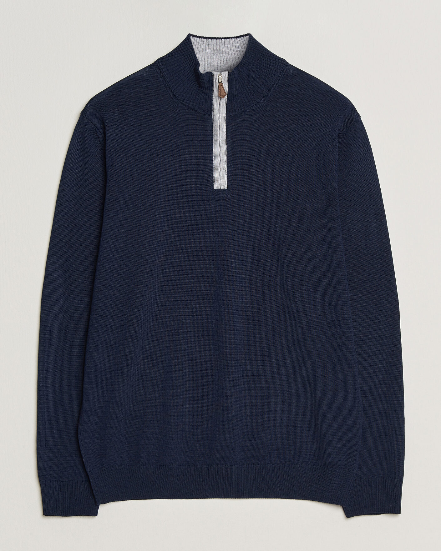 Heren | Truien | Stenströms | Merino Contrast Half-Zip Navy