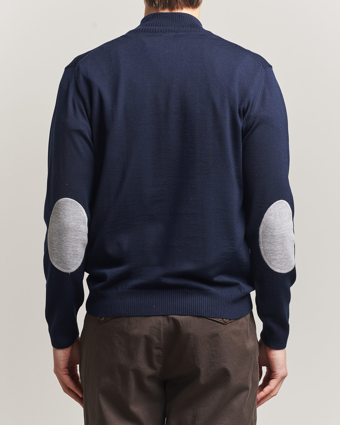 Heren | Truien | Stenströms | Merino Contrast Half-Zip Navy