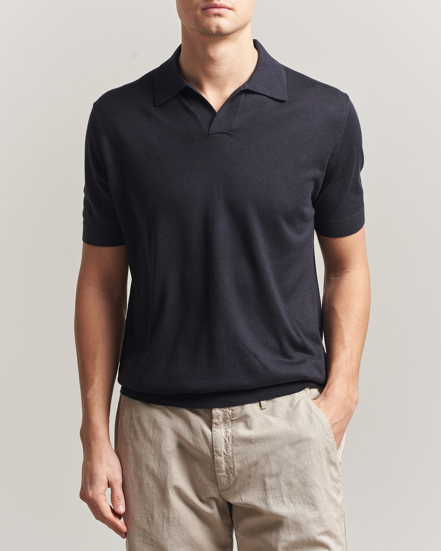 Heren | Polo's | Stenströms | Silk/Cashmere Polo Navy