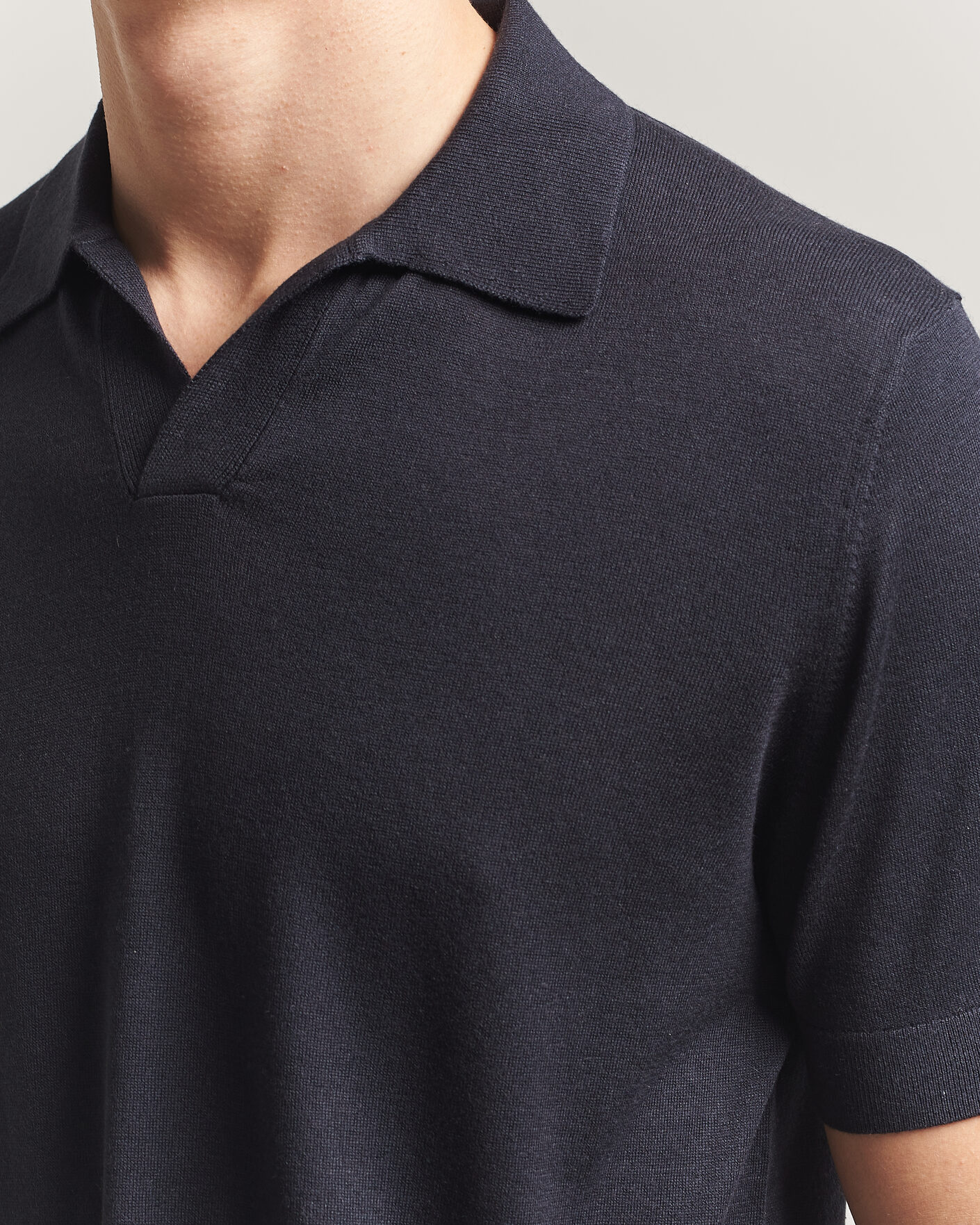 Heren | Polo's | Stenströms | Silk/Cashmere Polo Navy