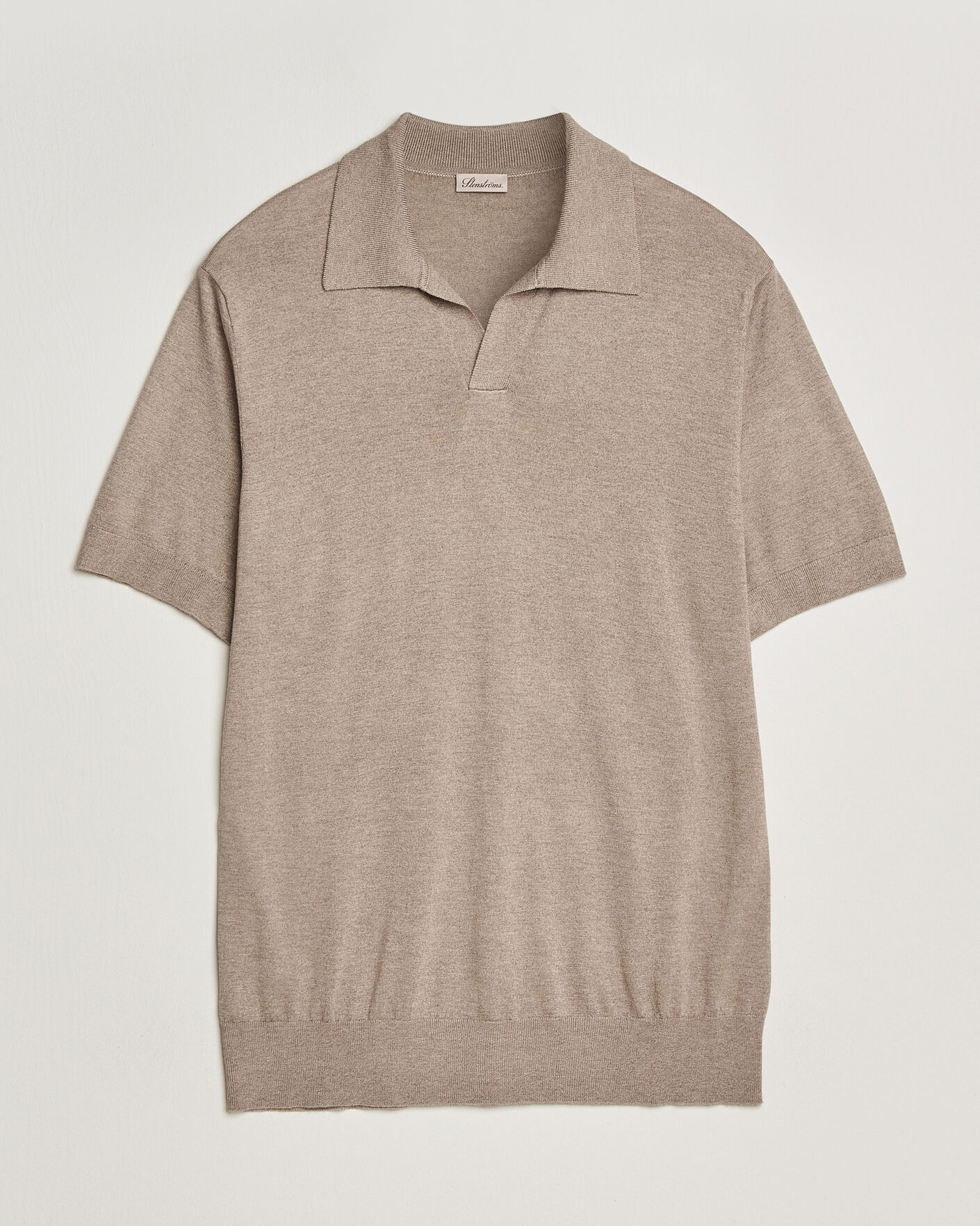 Heren | Polo's | Stenströms | Silk/Cashmere Polo Taupe