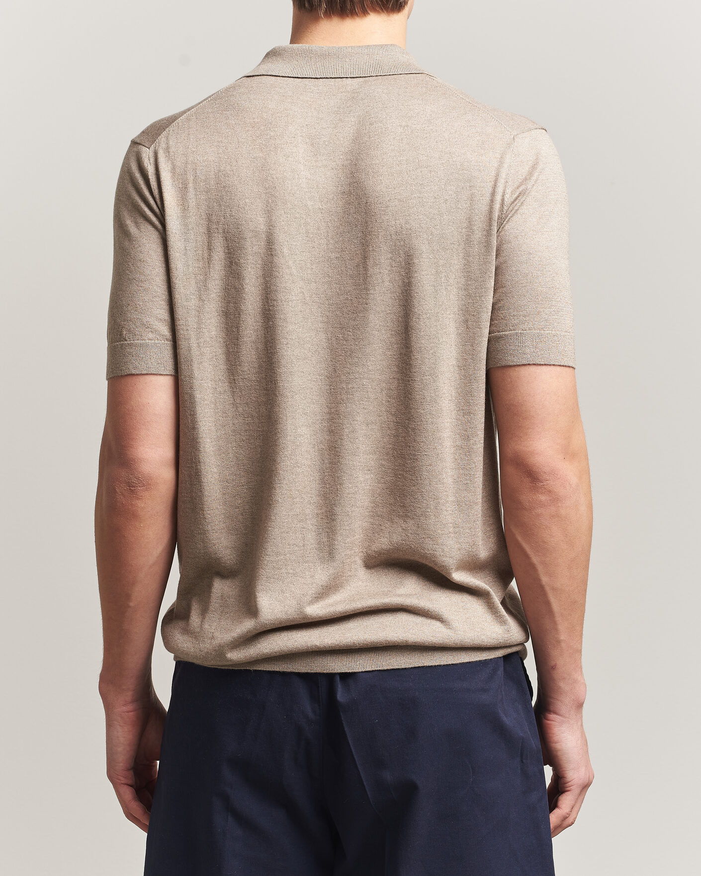Heren | Polo's | Stenströms | Silk/Cashmere Polo Taupe