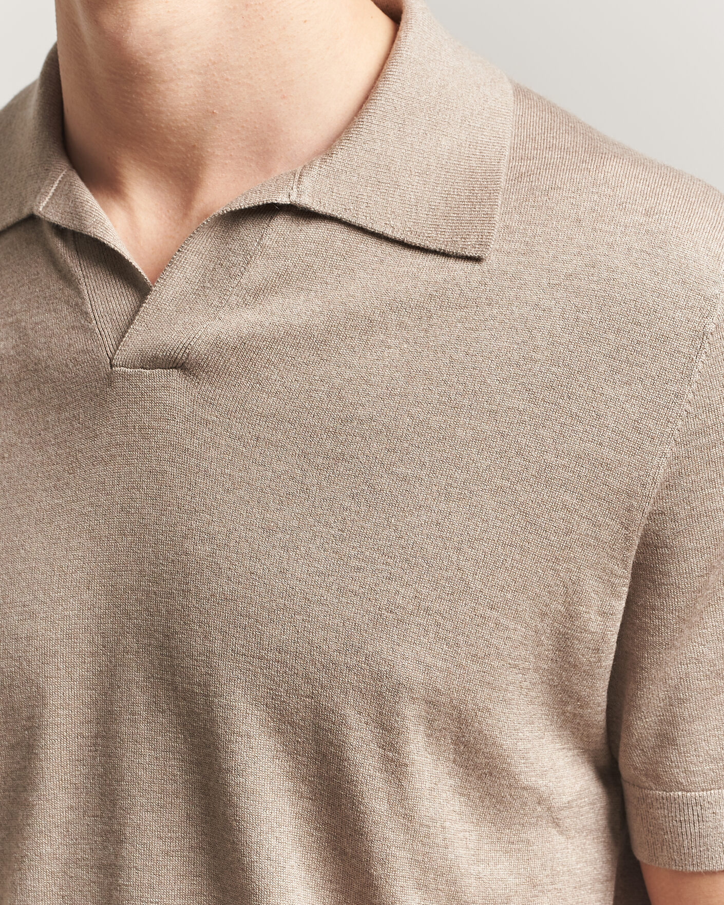 Heren | Polo's | Stenströms | Silk/Cashmere Polo Taupe