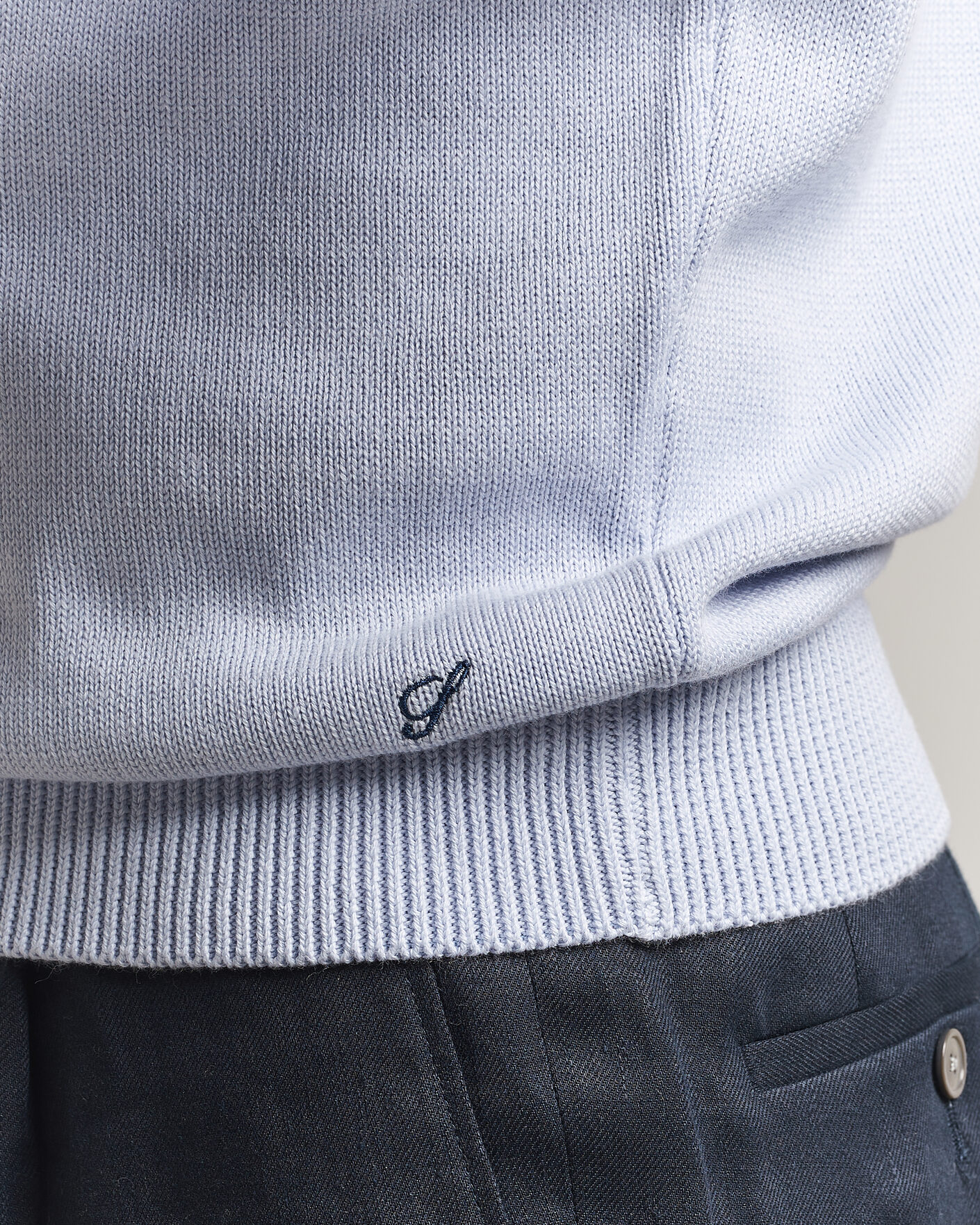 Heren | Truien | Stenströms | Organic Cotton Knitted Sweater Light Blue