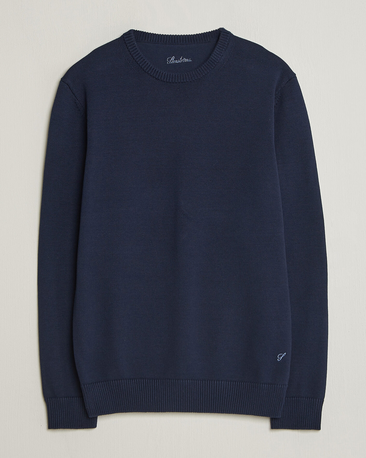 Heren | Truien | Stenströms | Organic Cotton Knitted Sweater Navy