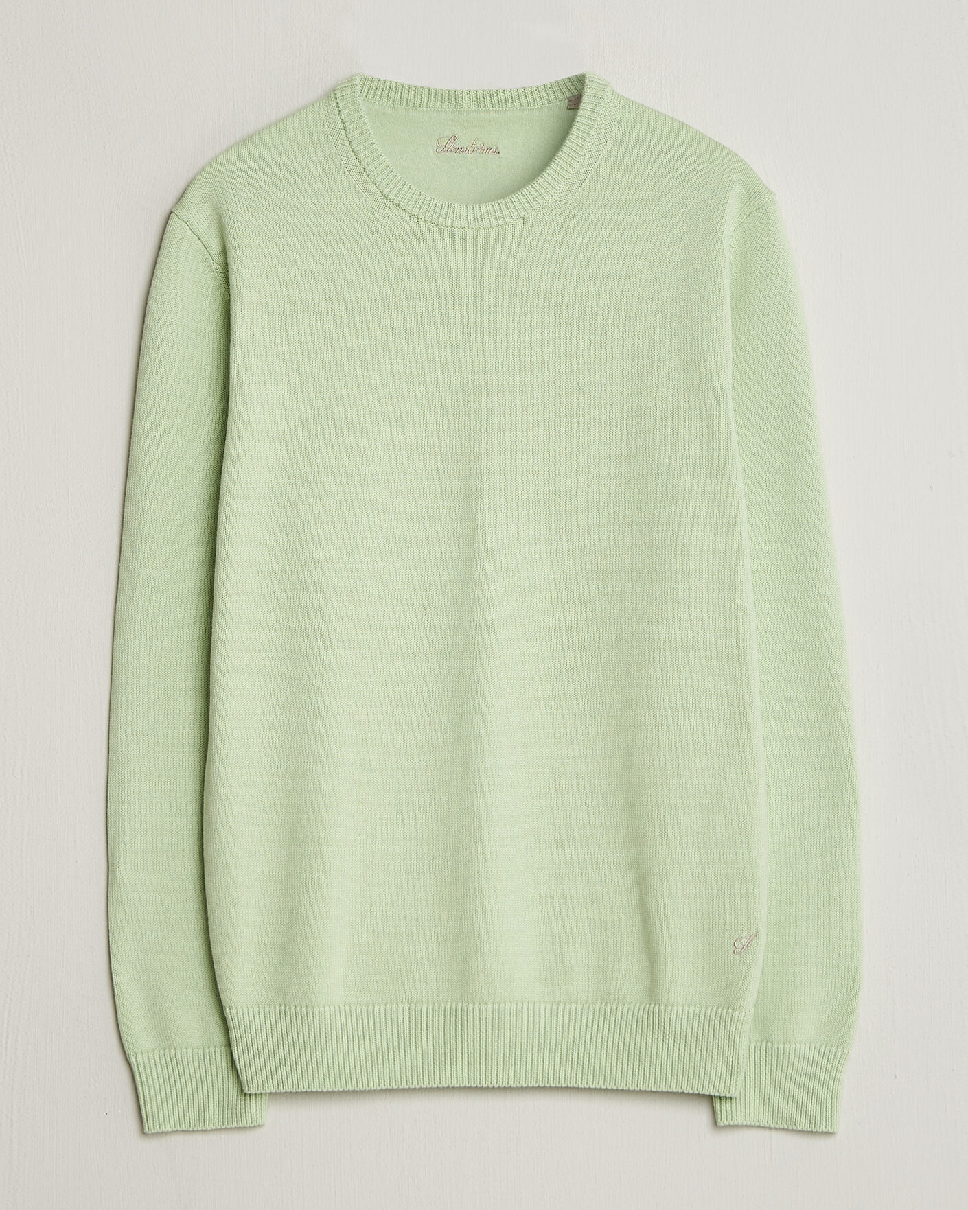 Heren | Truien | Stenströms | Organic Cotton Knitted Sweater Light Green
