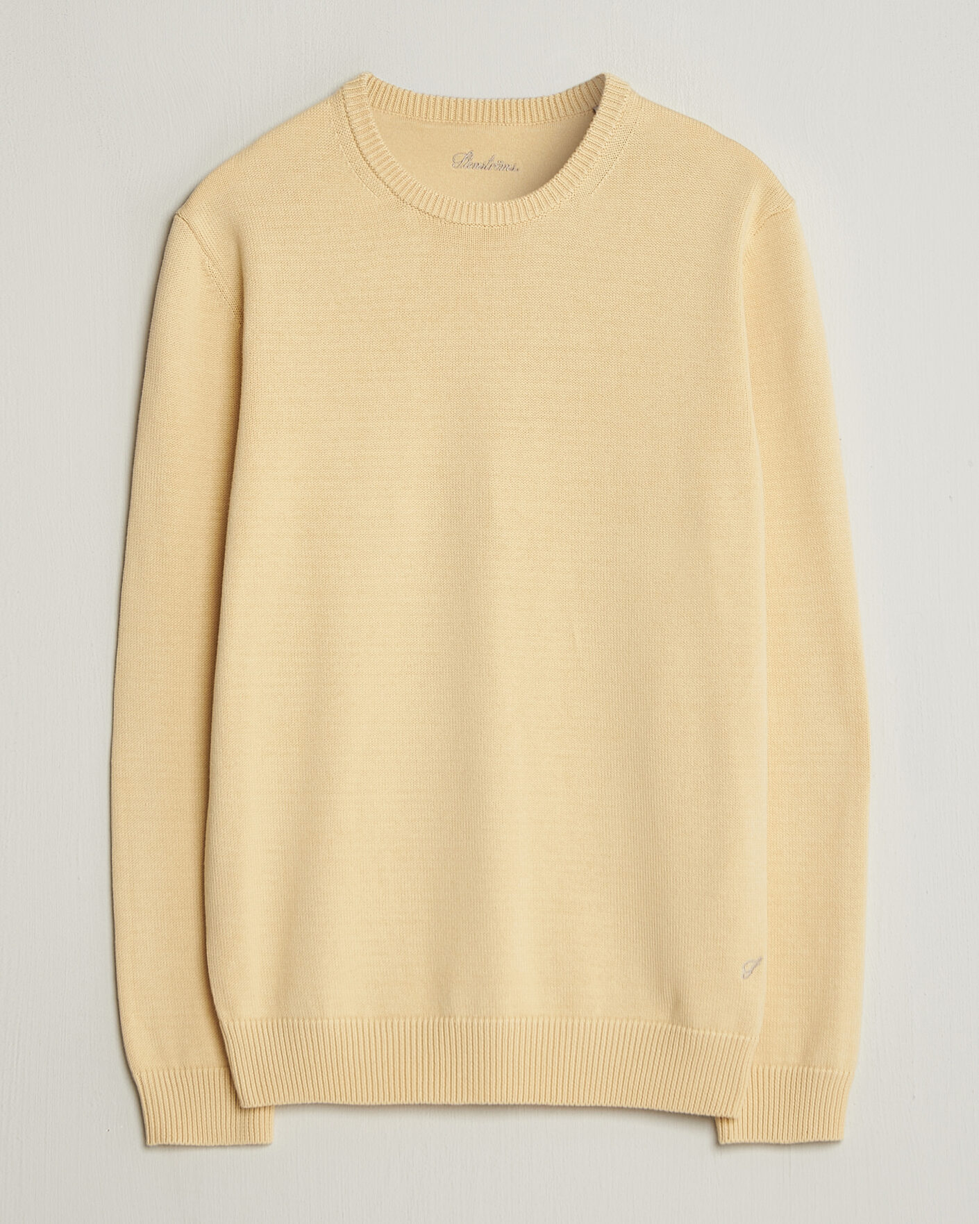 Heren | Truien | Stenströms | Organic Cotton Knitted Sweater Light Yellow