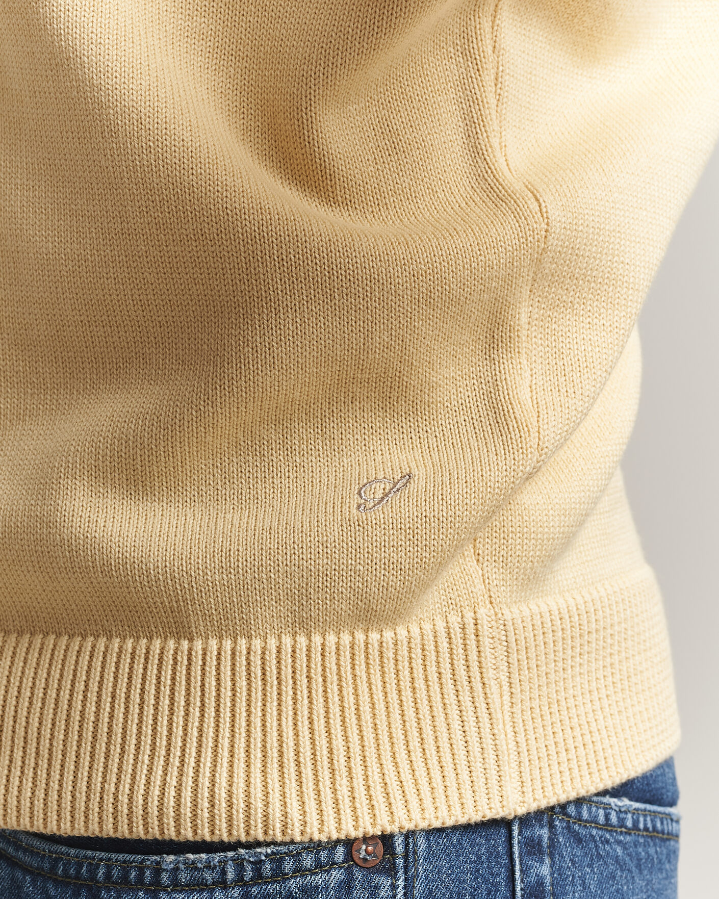 Heren | Truien | Stenströms | Organic Cotton Knitted Sweater Light Yellow