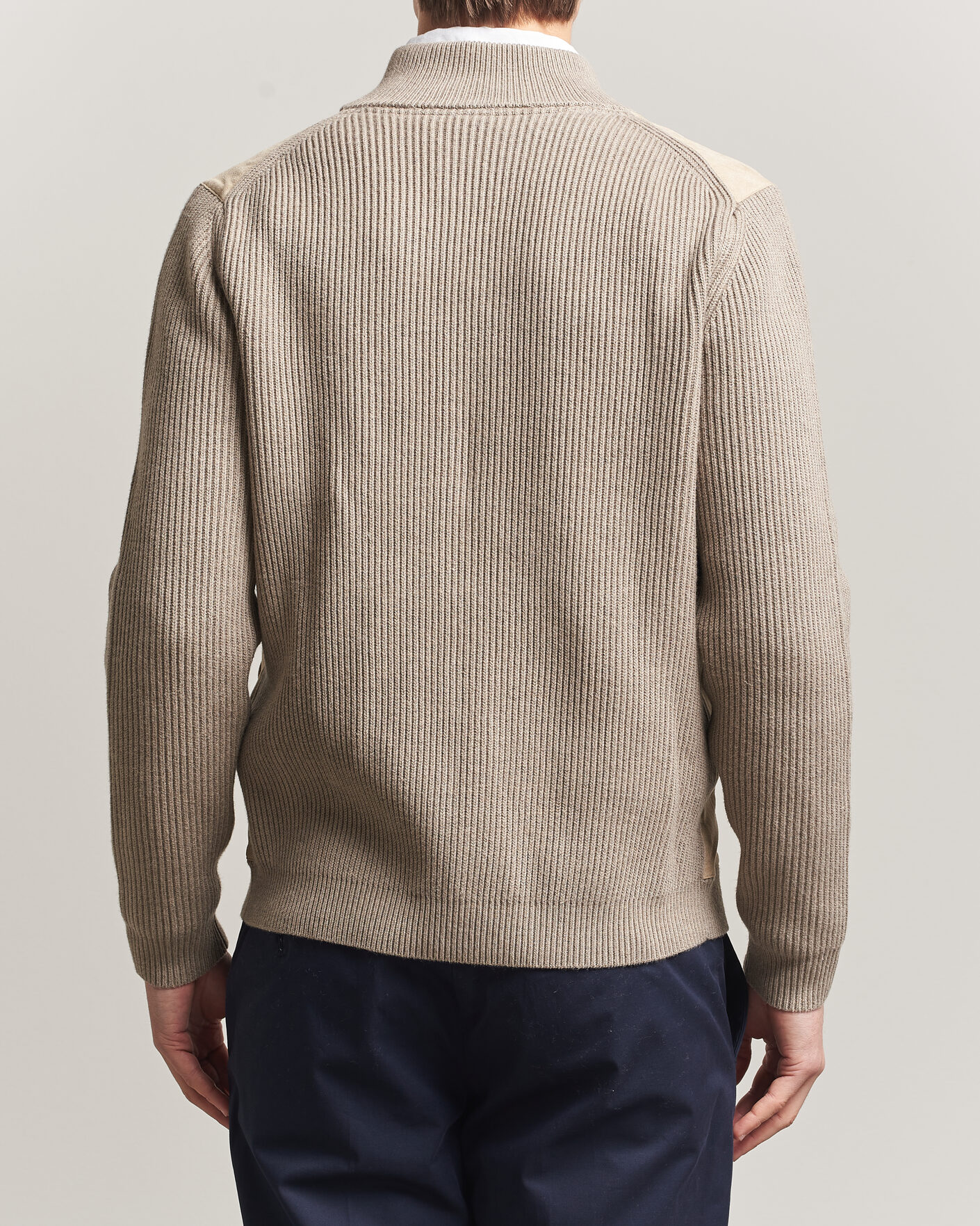 Heren | Truien | Stenströms | Knitted Hybrid Buttoned Alcantara Cardigan Taupe