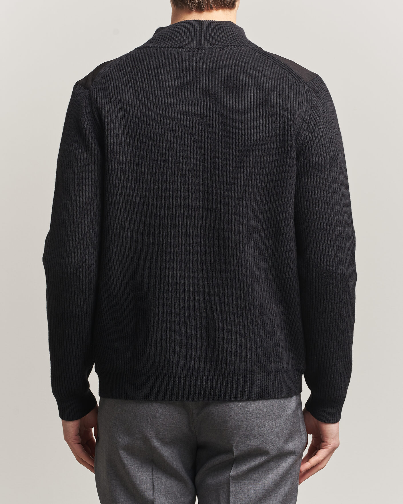 Heren | Truien | Stenströms | Knitted Hybrid Buttoned Alcantara Cardigan Black
