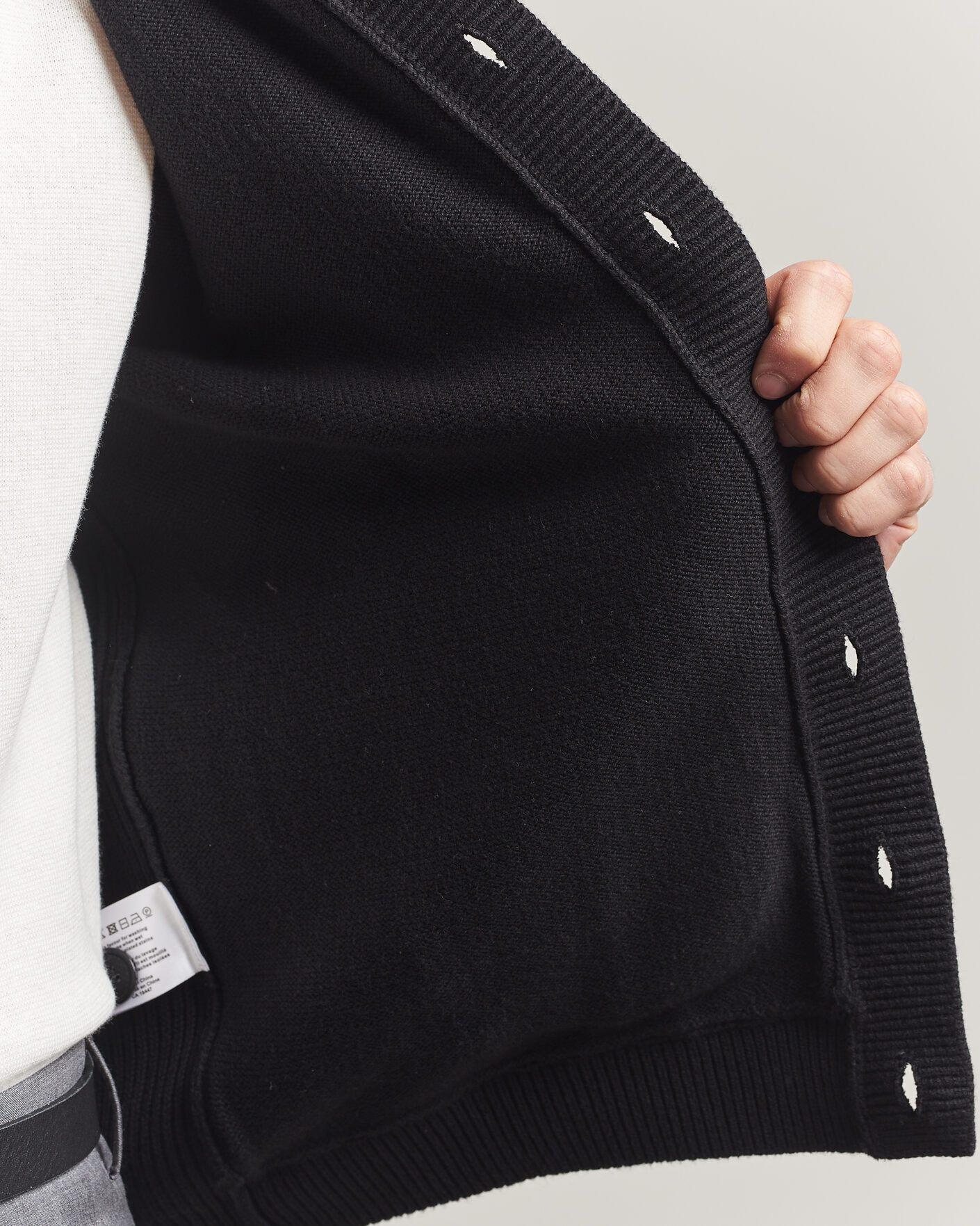 Heren | Truien | Stenströms | Knitted Hybrid Buttoned Alcantara Cardigan Black