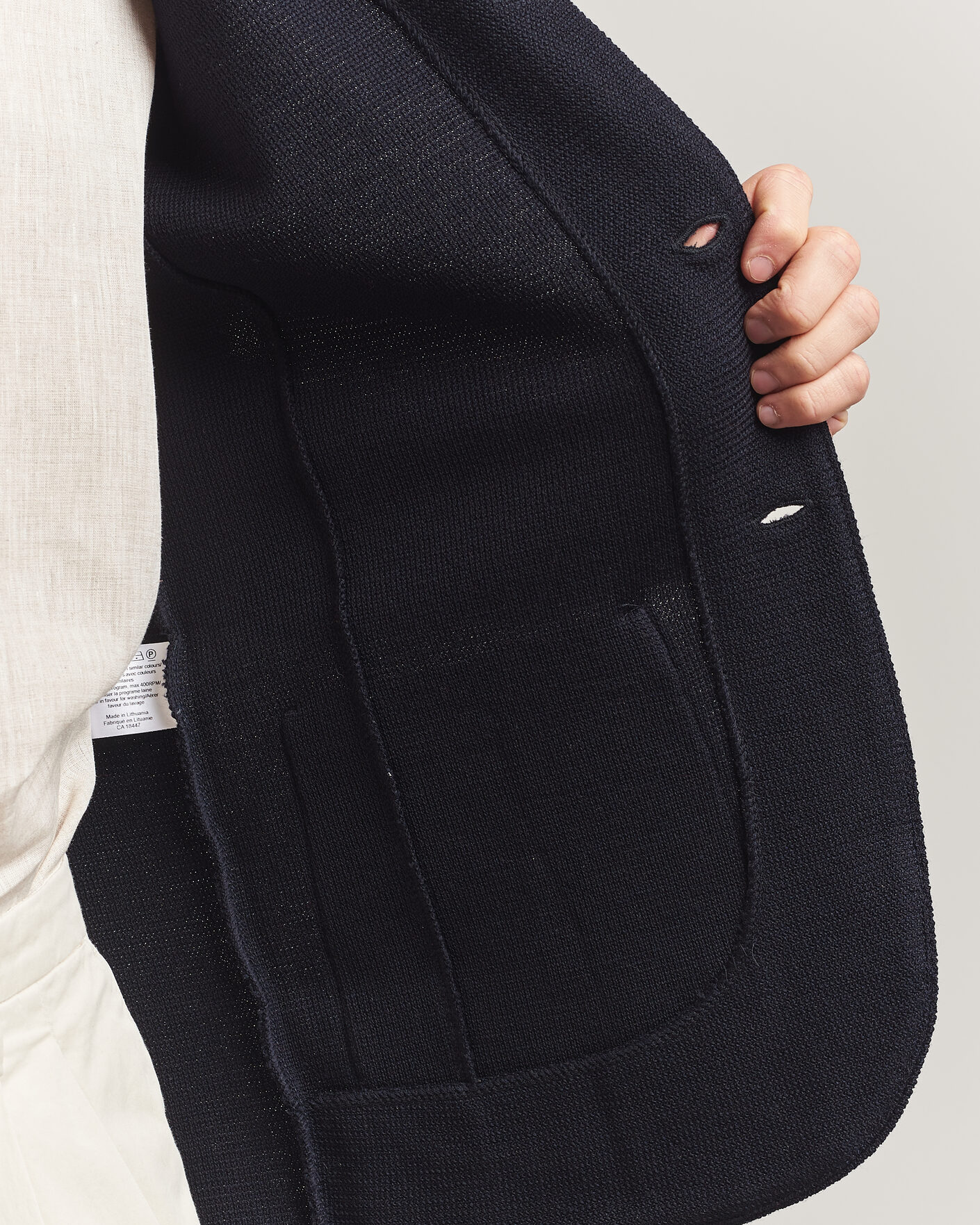 Heren | Blazers | Stenströms | Milano Knitted Textured Blazer Navy