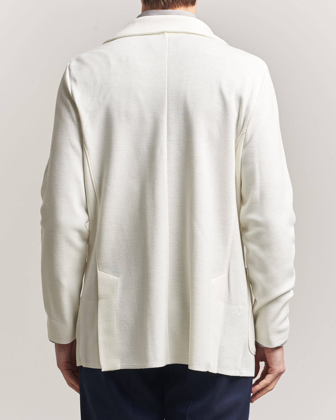 Heren | Blazers | Stenströms | Milano Knitted DB Textured Blazer White