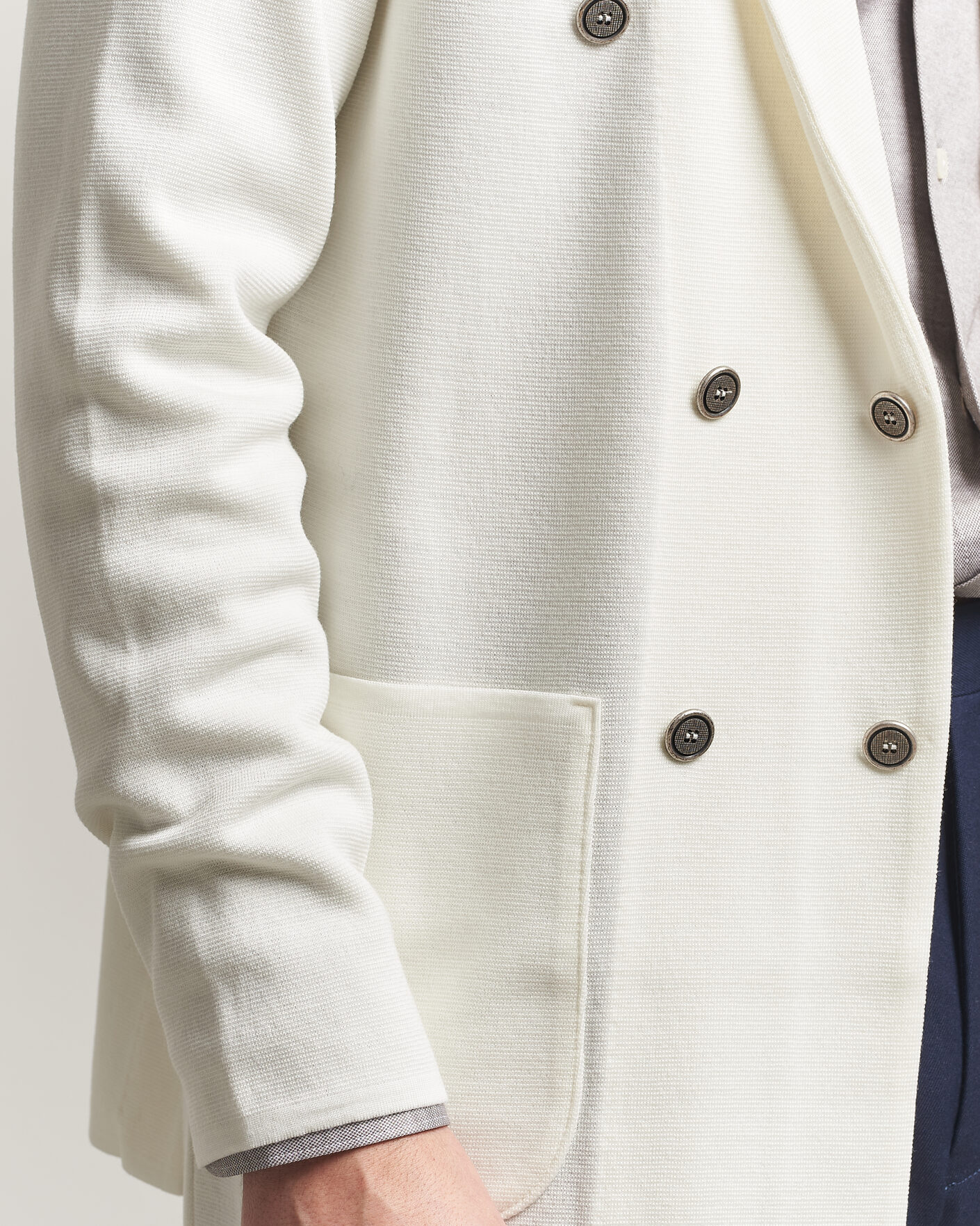Heren | Blazers | Stenströms | Milano Knitted DB Textured Blazer White