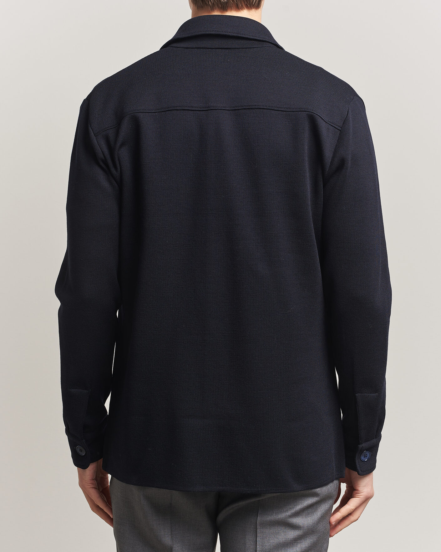 Heren | Truien | Stenströms | Milano Knitted Merino Overshirt Navy