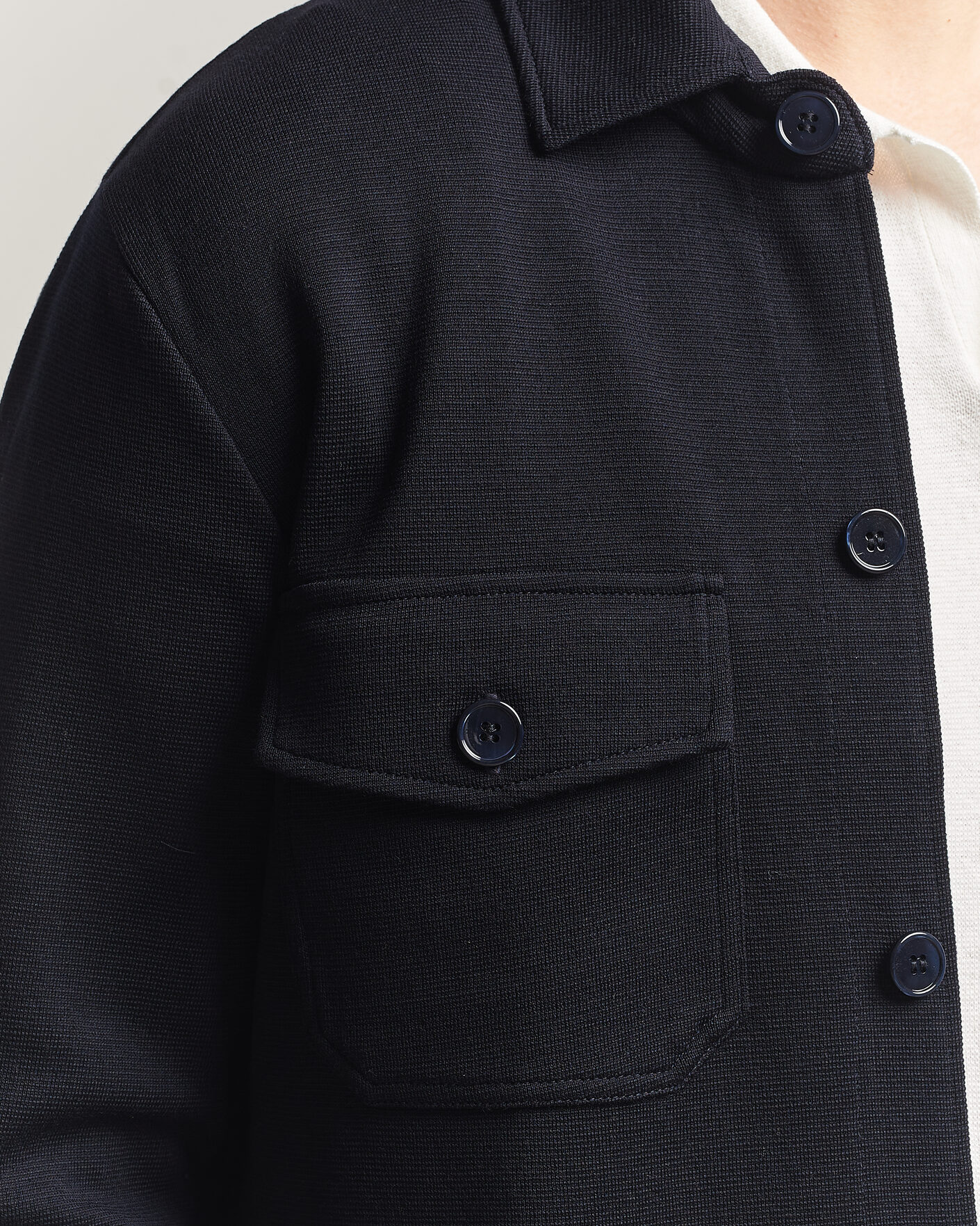 Heren | Truien | Stenströms | Milano Knitted Merino Overshirt Navy