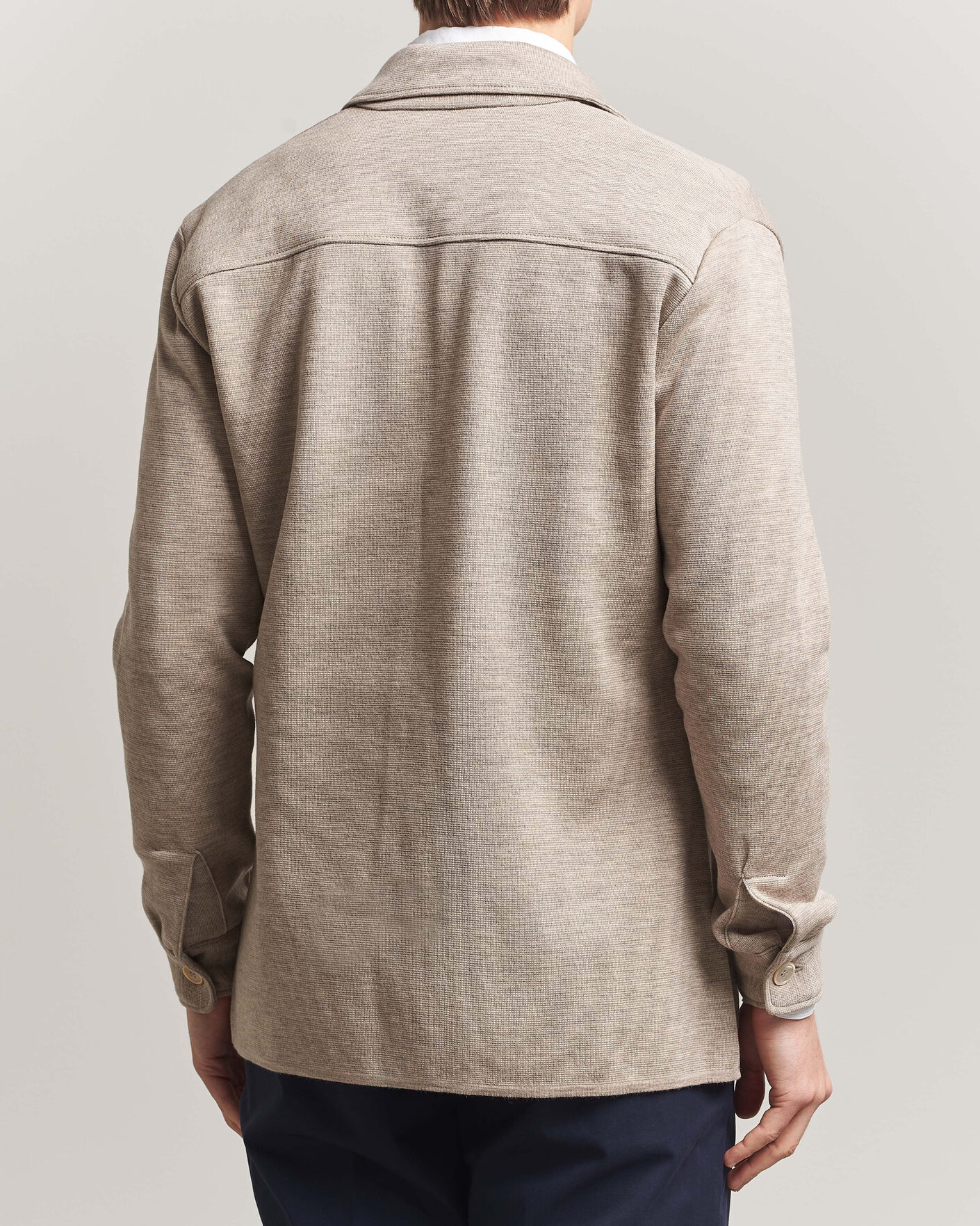 Heren | Truien | Stenströms | Milano Knitted Merino Overshirt Beige