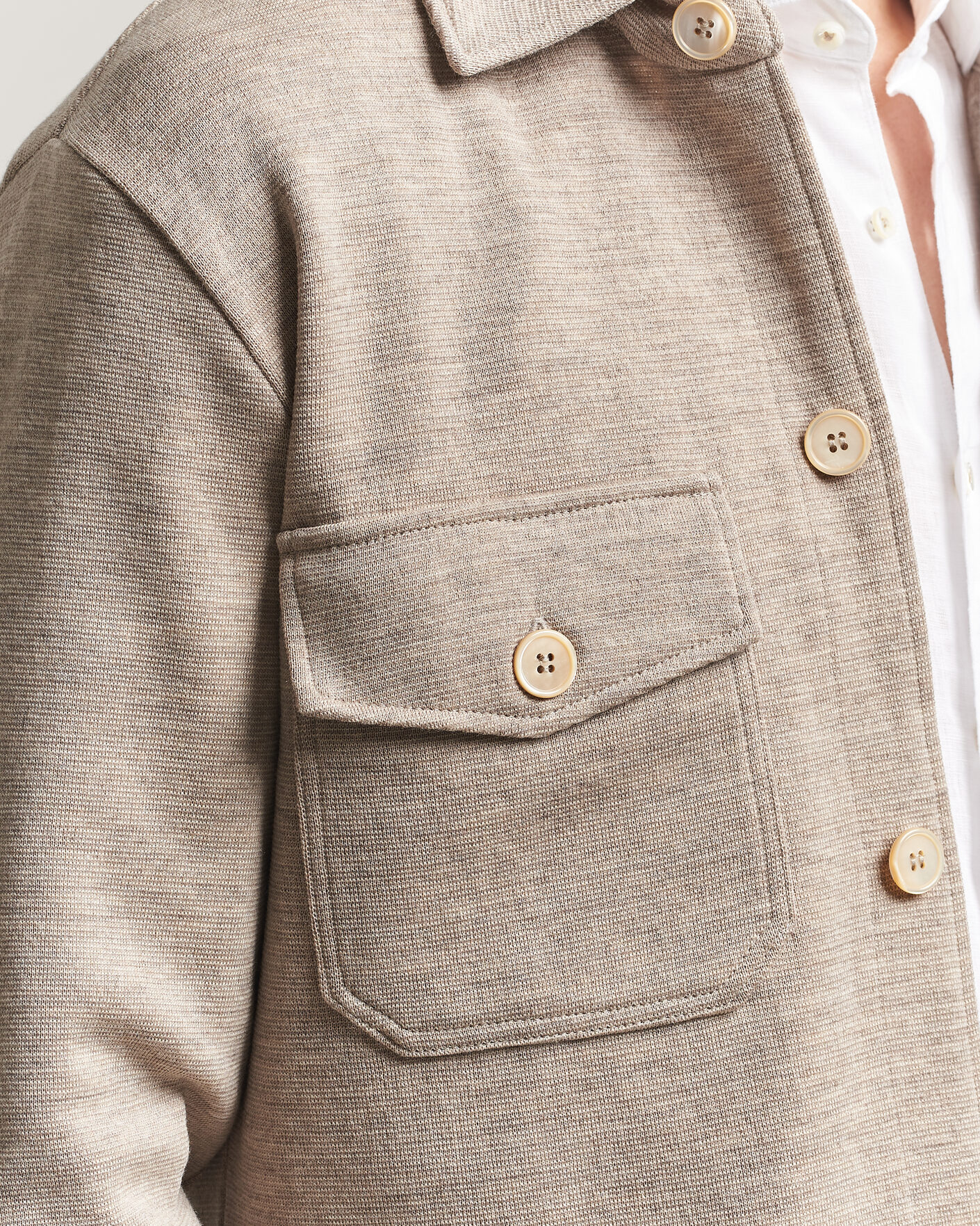 Heren | Truien | Stenströms | Milano Knitted Merino Overshirt Beige
