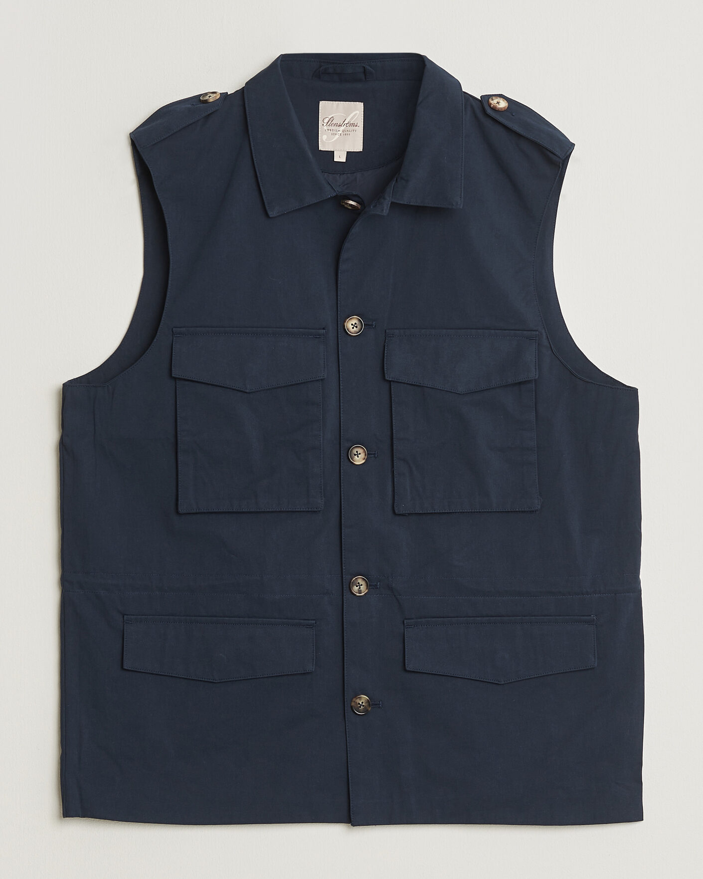 Heren | Gilets | Stenströms | Cotton  Twill Vest Navy