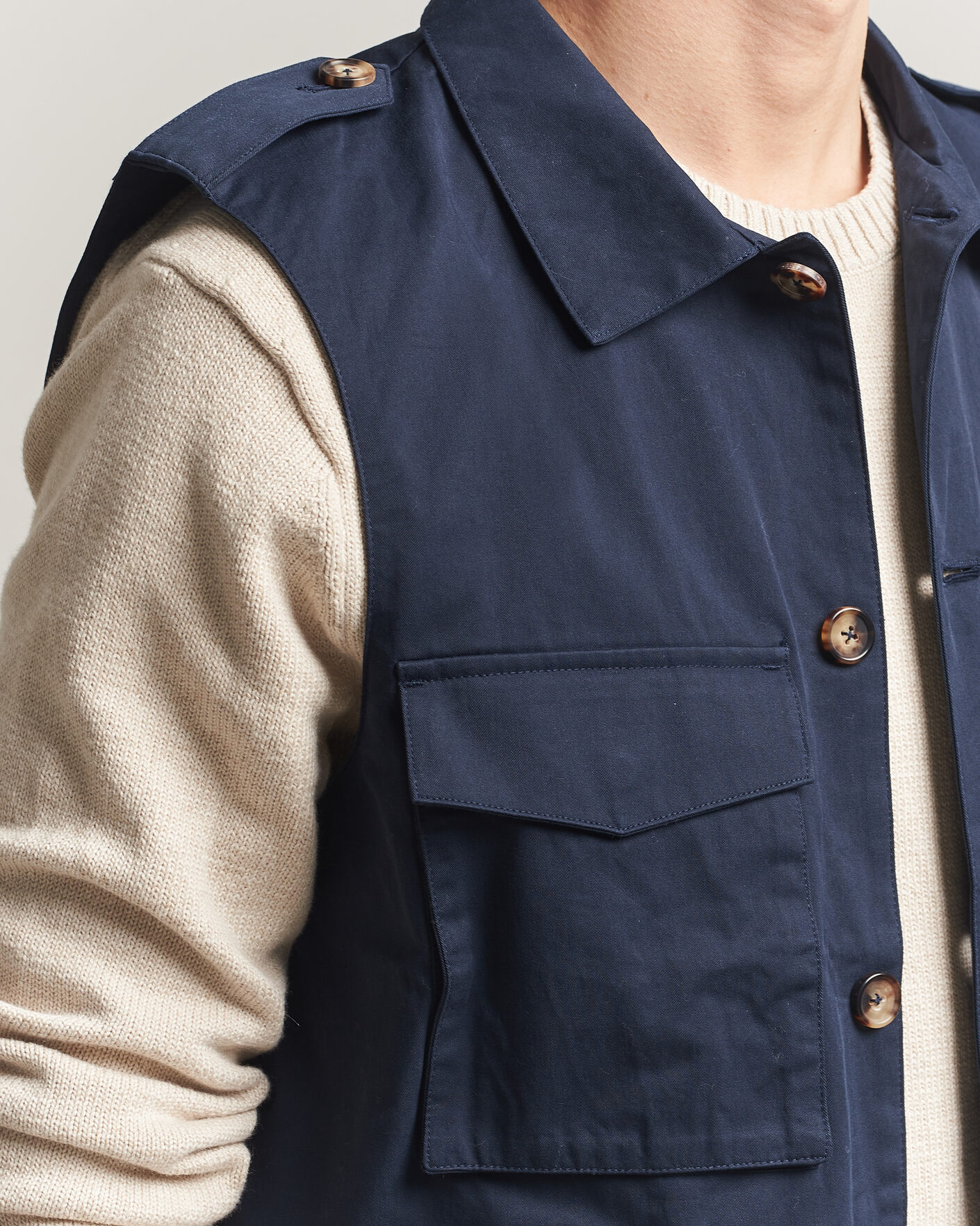 Heren | Gilets | Stenströms | Cotton  Twill Vest Navy