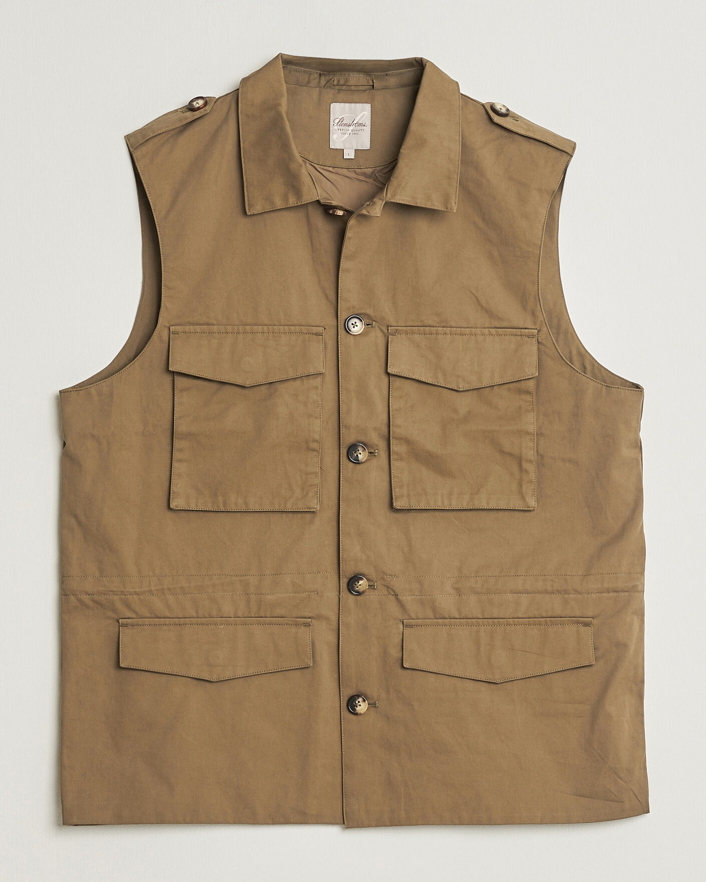 Heren | Gilets | Stenströms | Cotton Twill Vest Olive