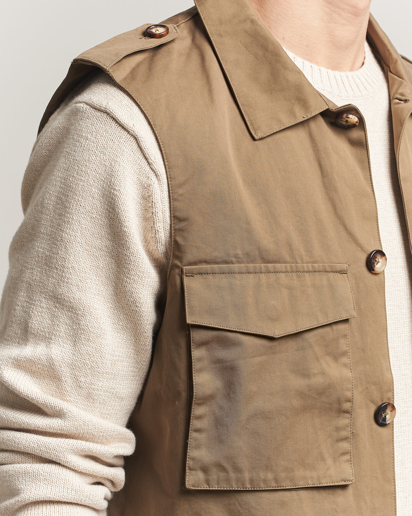 Heren | Gilets | Stenströms | Cotton Twill Vest Olive