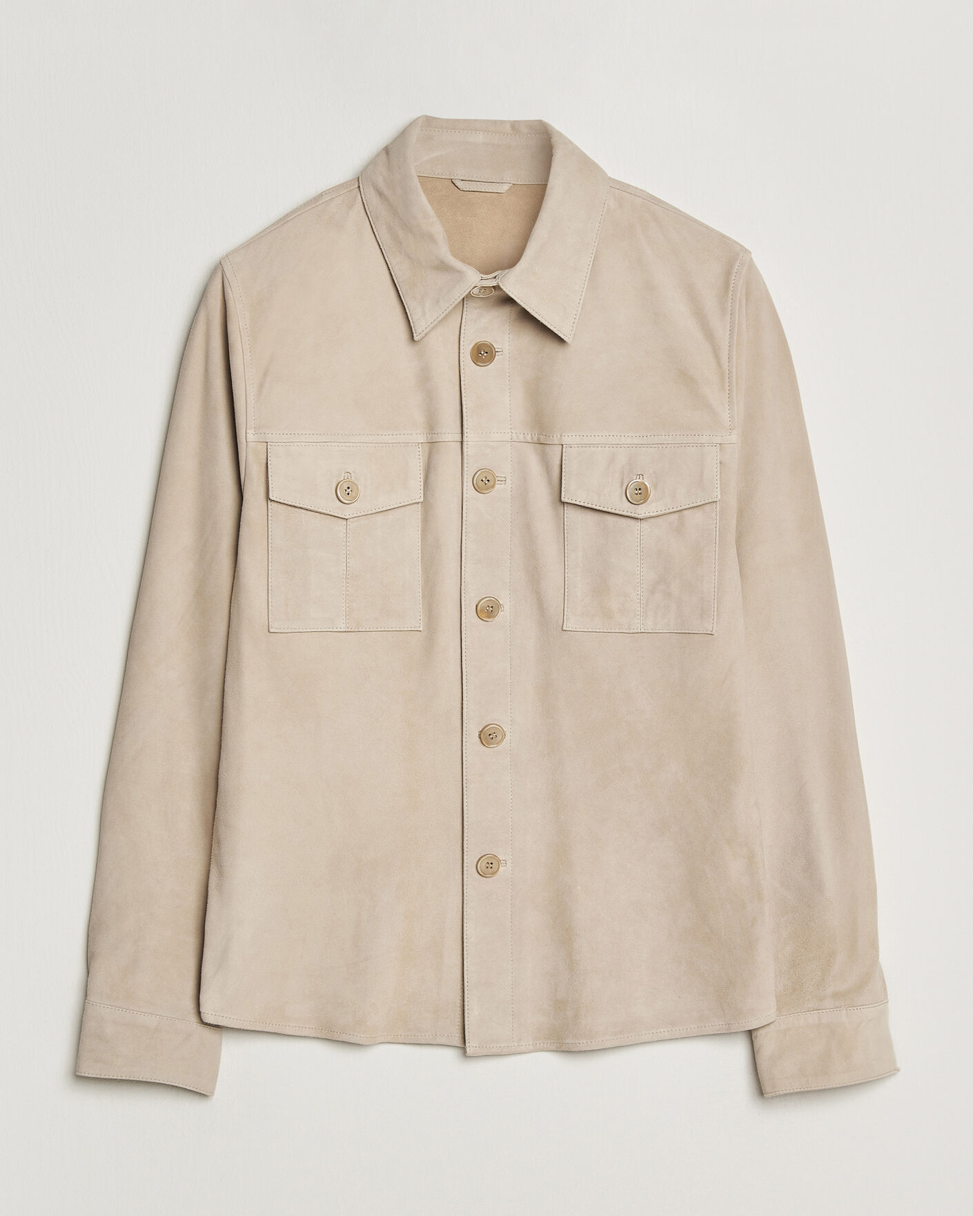Heren | Jassen | Stenströms | Suede Pocket Overshirt Beige