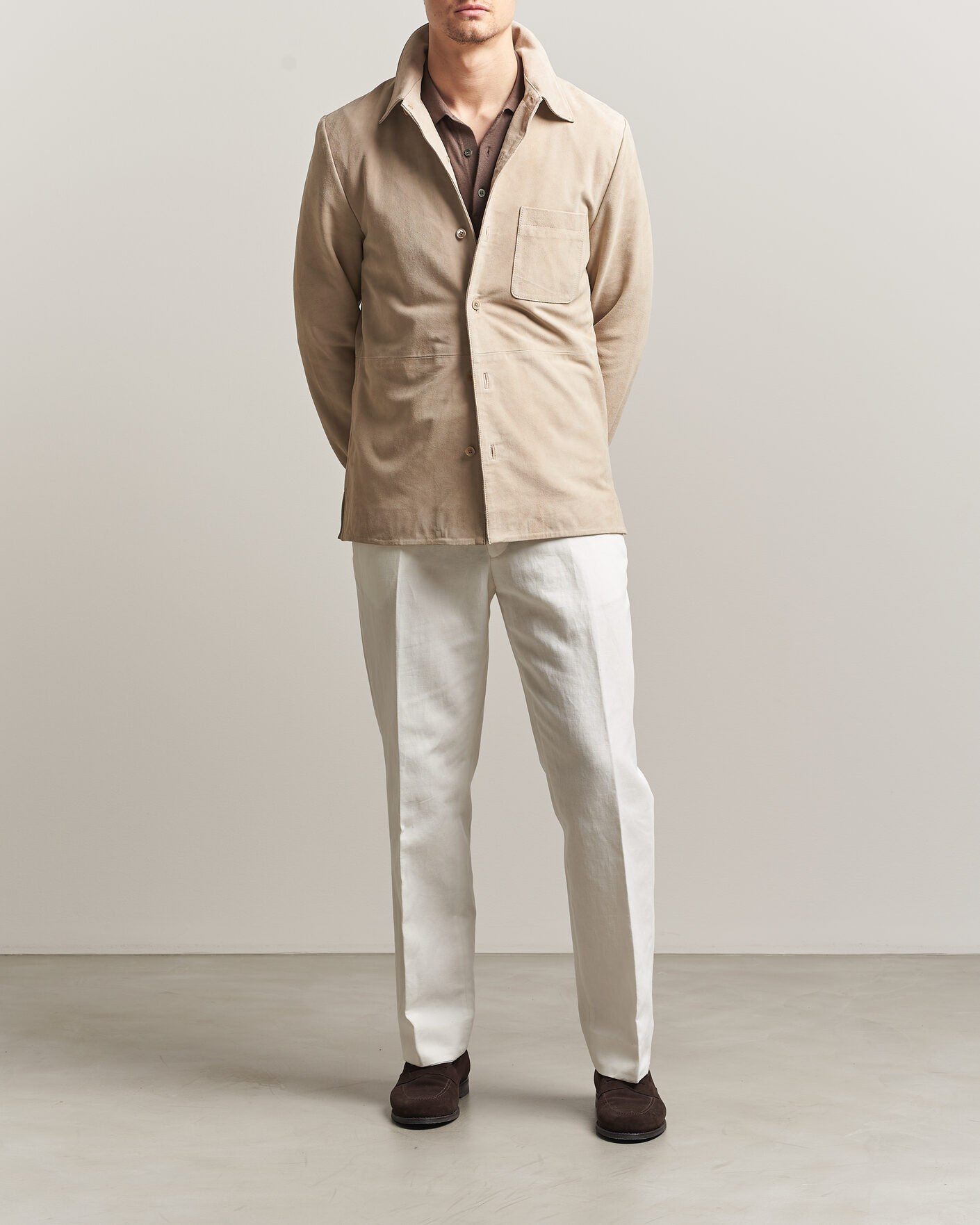 Heren | Jassen | Stenströms | Suede Overshirt Beige