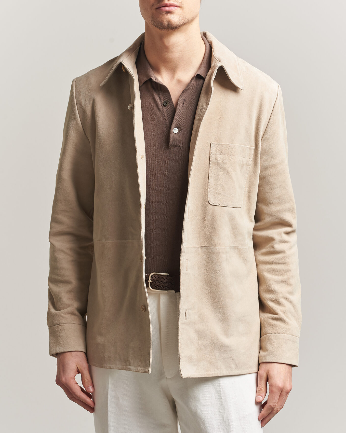 Heren | Jassen | Stenströms | Suede Overshirt Beige