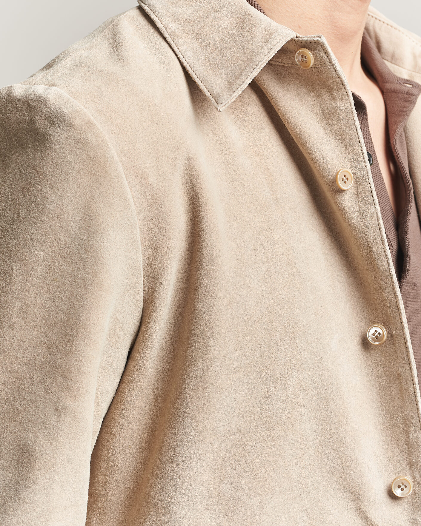 Heren | Jassen | Stenströms | Suede Overshirt Beige