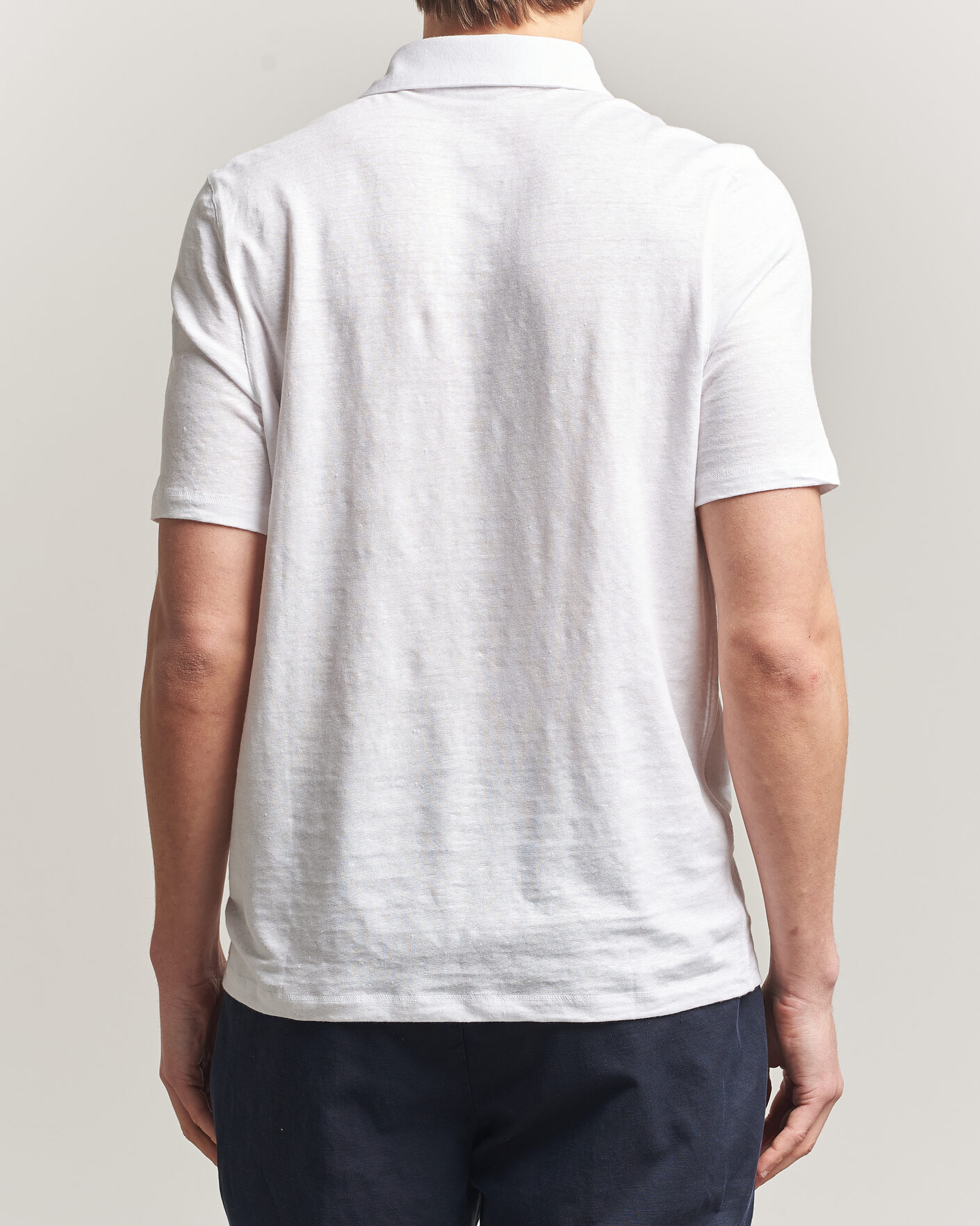 Heren | Polo's | Stenströms | Linen Polo Shirt White