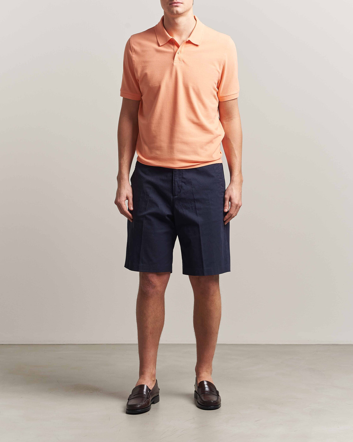 Heren | Polo's | Stenströms | Organic Cotton Piquet Polo Shirt Mandarin