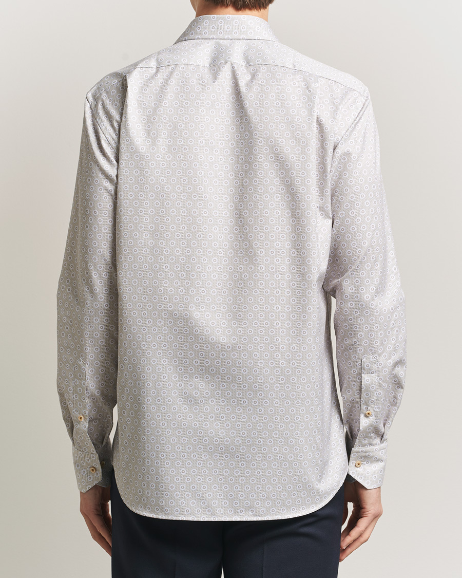 Heren | Overhemden | Stenströms | Regular Fit Printed Cotton Twill Shirt Light Brown