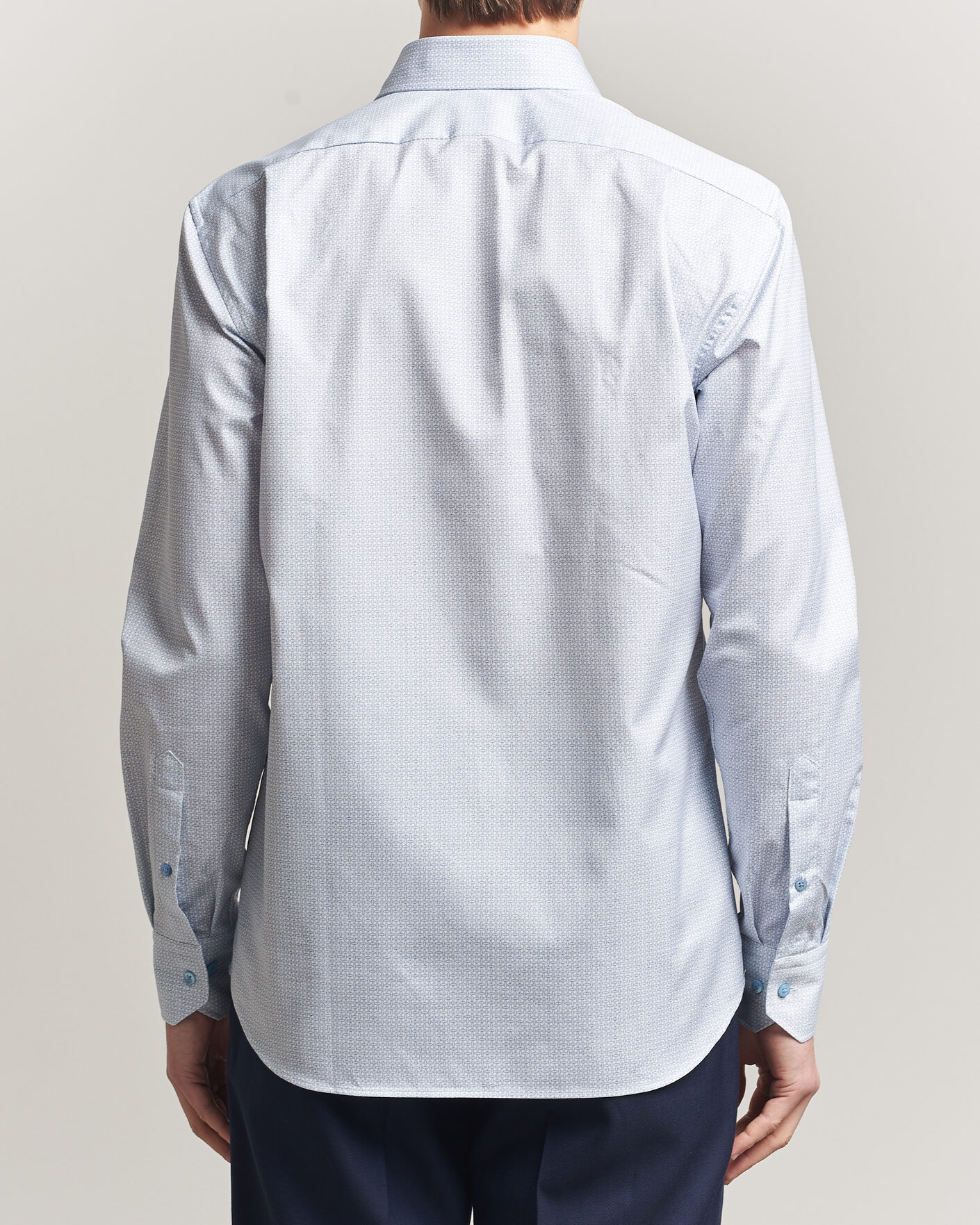 Heren | Overhemden | Stenströms | Regular Fit Micro Printed Twill Shirt Light Blue