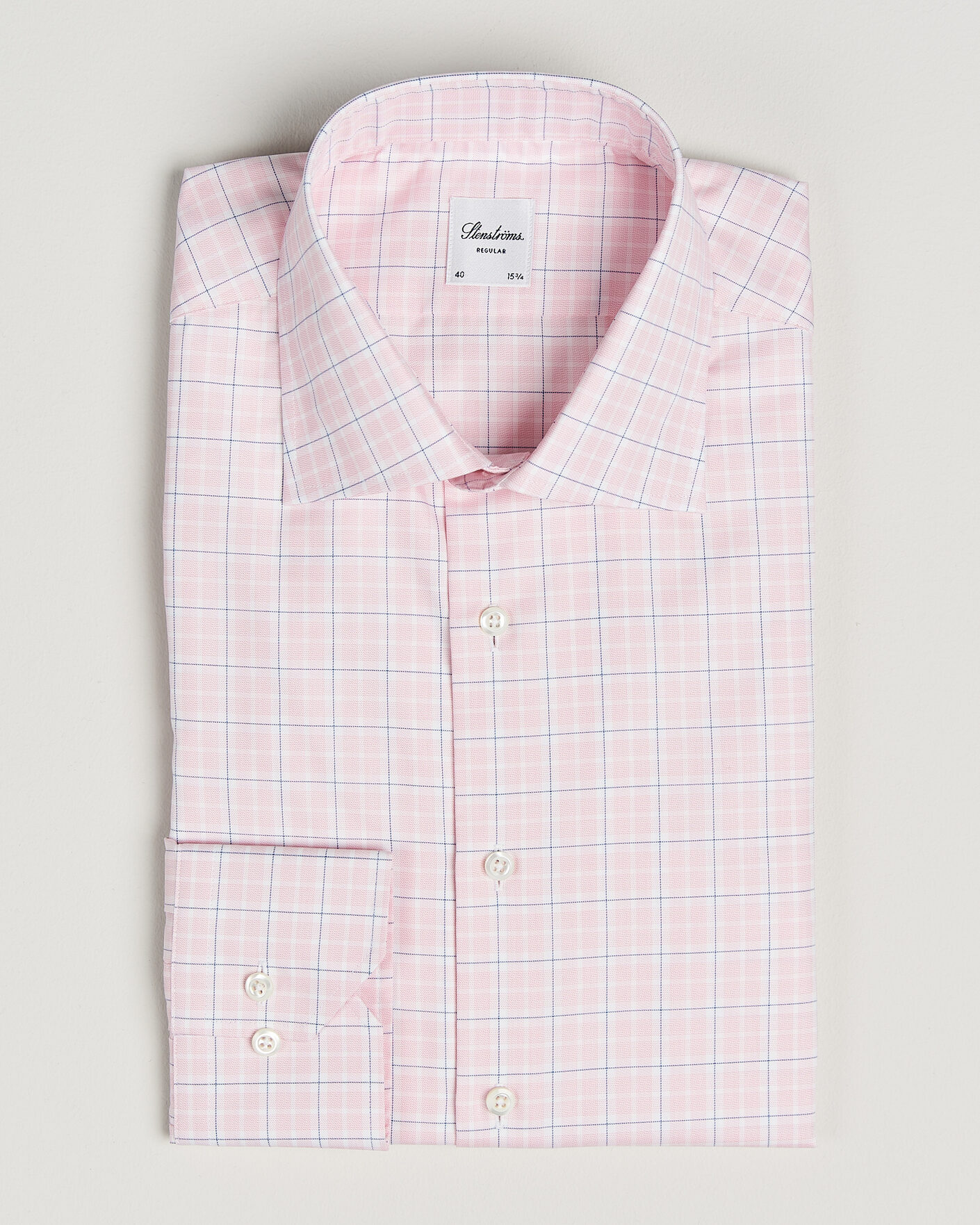 Heren | Overhemden | Stenströms | Regular Fit Over Check Cotton Shirt Pink